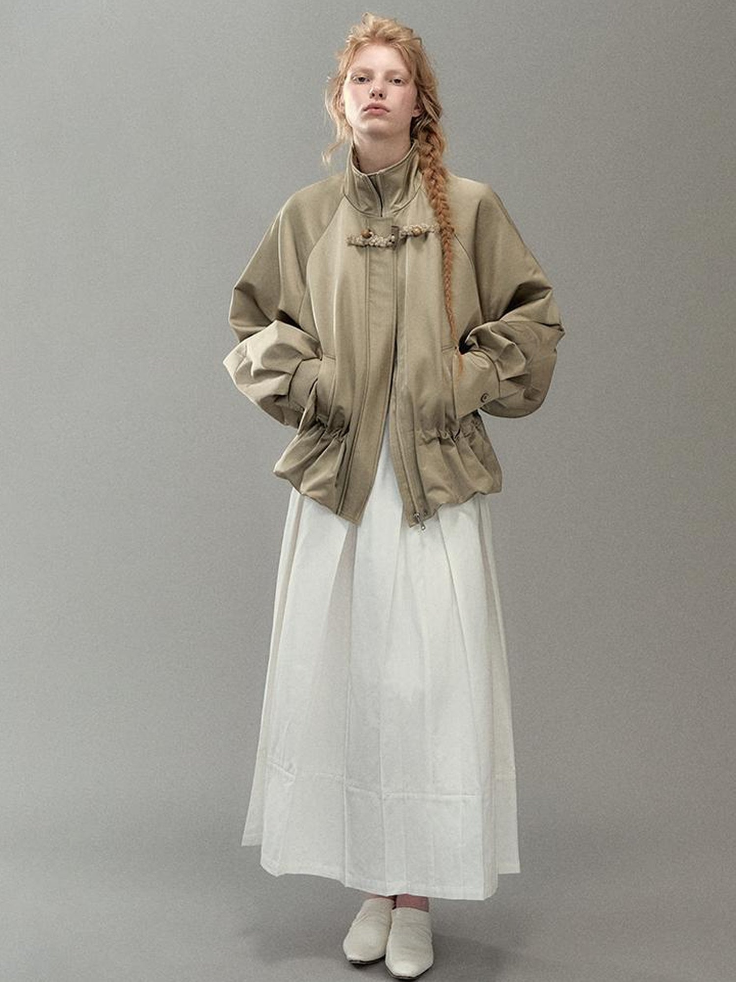 AnnoMundi Pleated Bloom Long Skirt With Elastic Waist