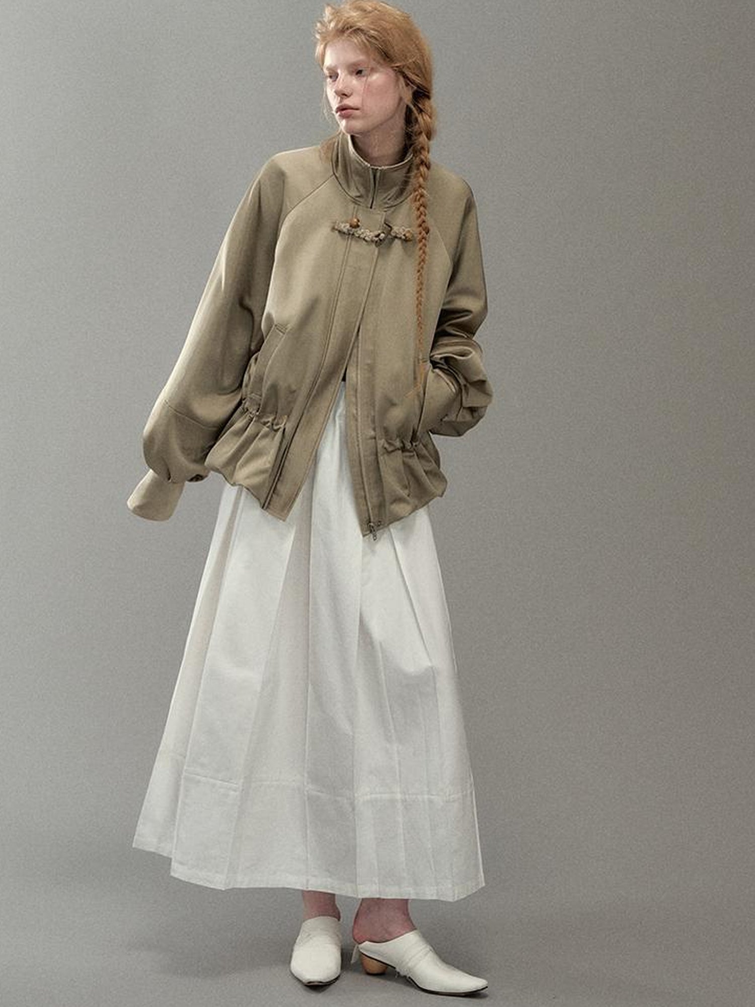 AnnoMundi Pleated Bloom Long Skirt With Elastic Waist