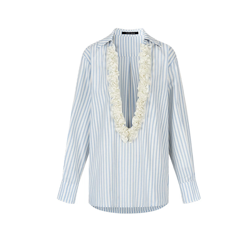 AnnoMundi_Pleated_Light_V_Neck_Striped_Blouse_MISSTT