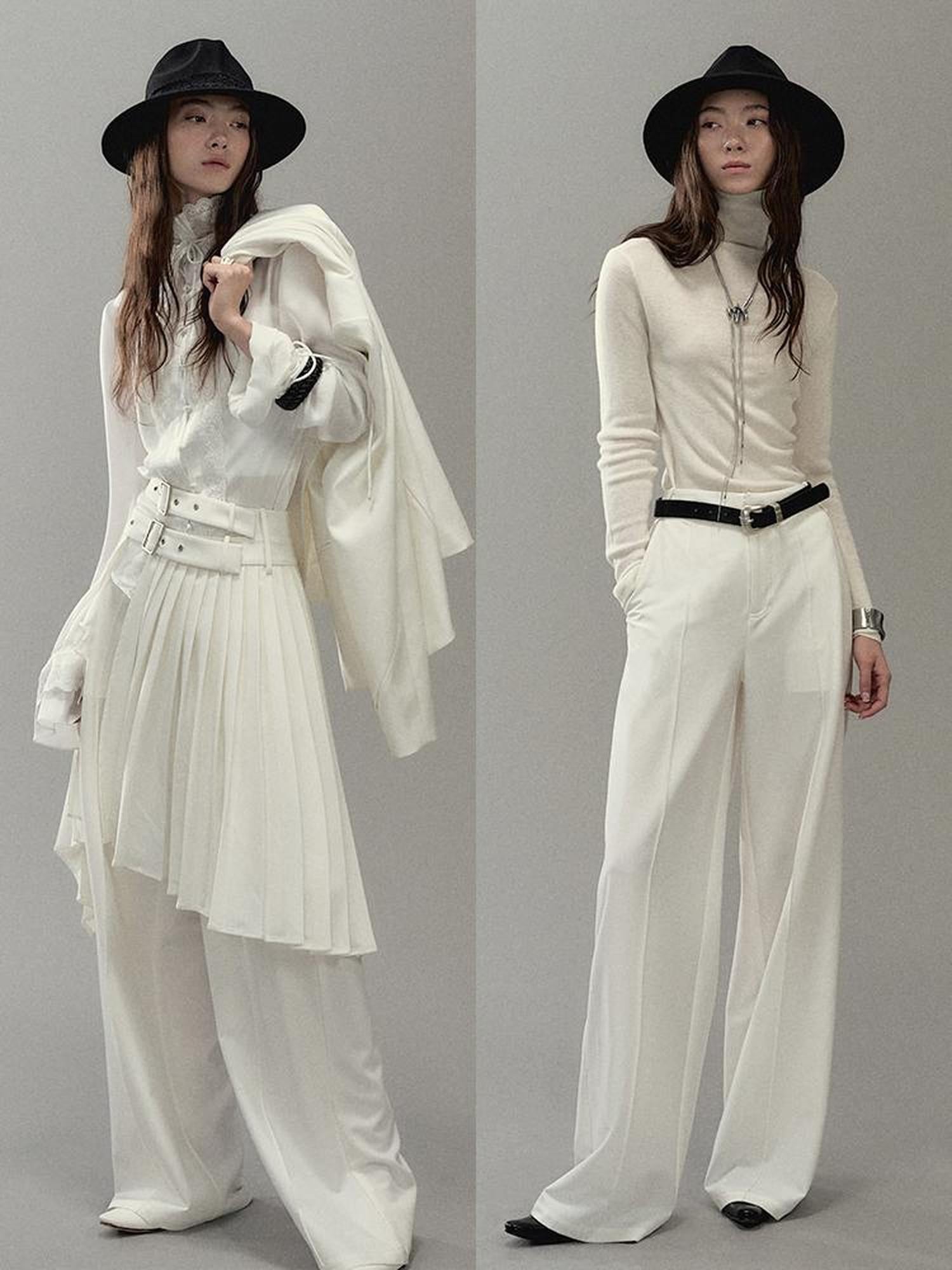 AnnoMundi Pleated Romper With Dual Waistbelt