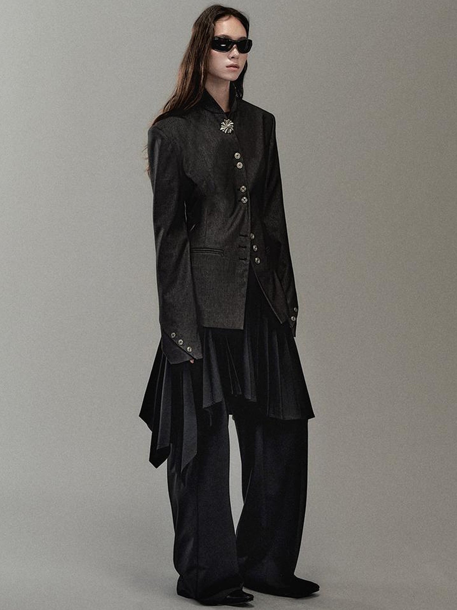 AnnoMundi Pleated Romper With Dual Waistbelt