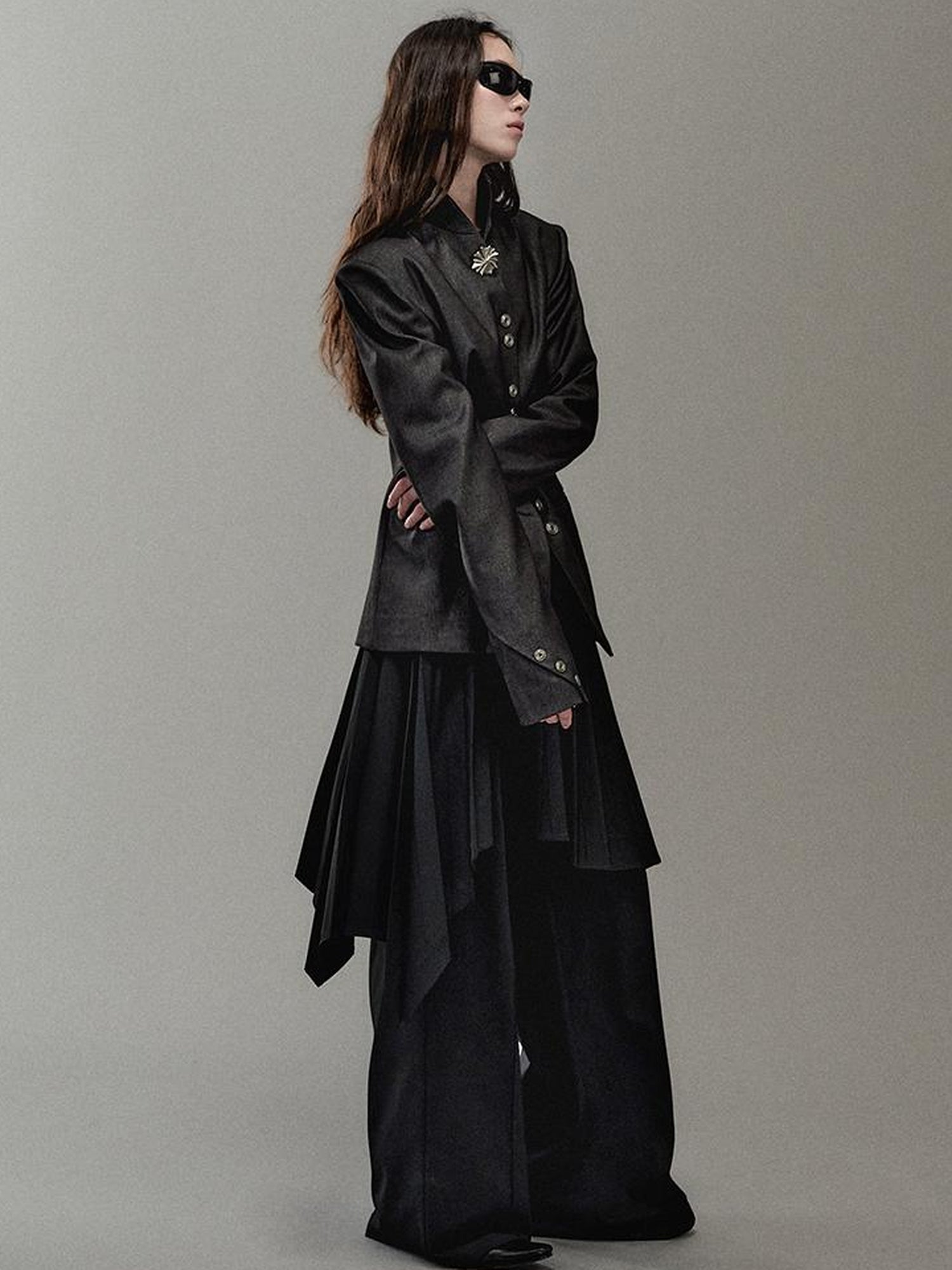 AnnoMundi Pleated Romper With Dual Waistbelt