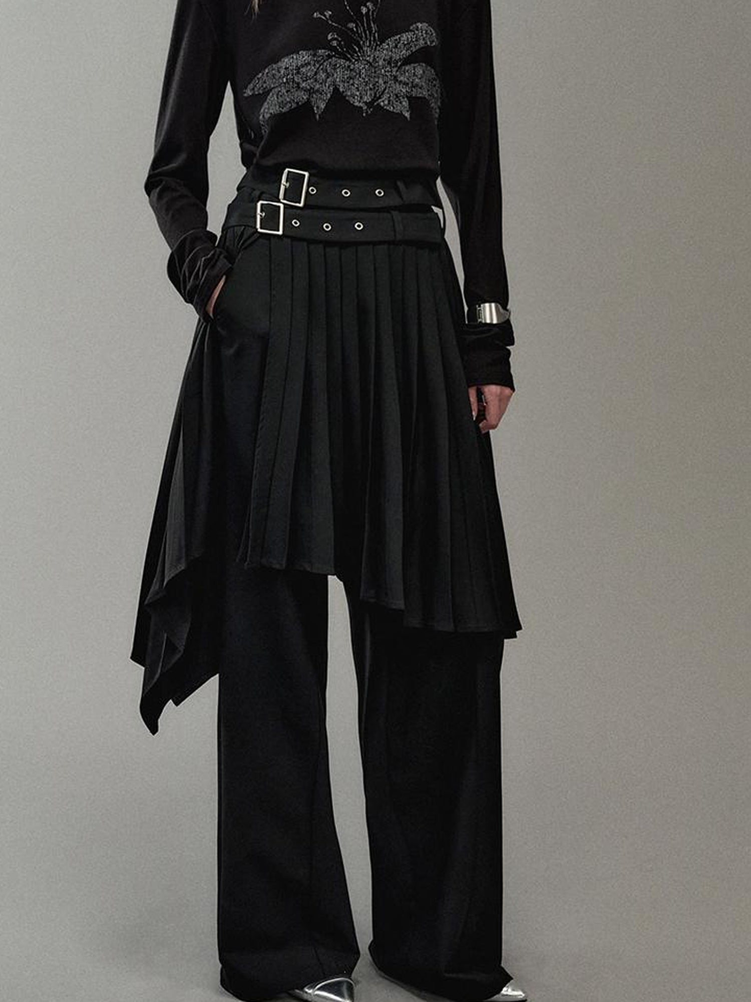 AnnoMundi Pleated Romper With Dual Waistbelt