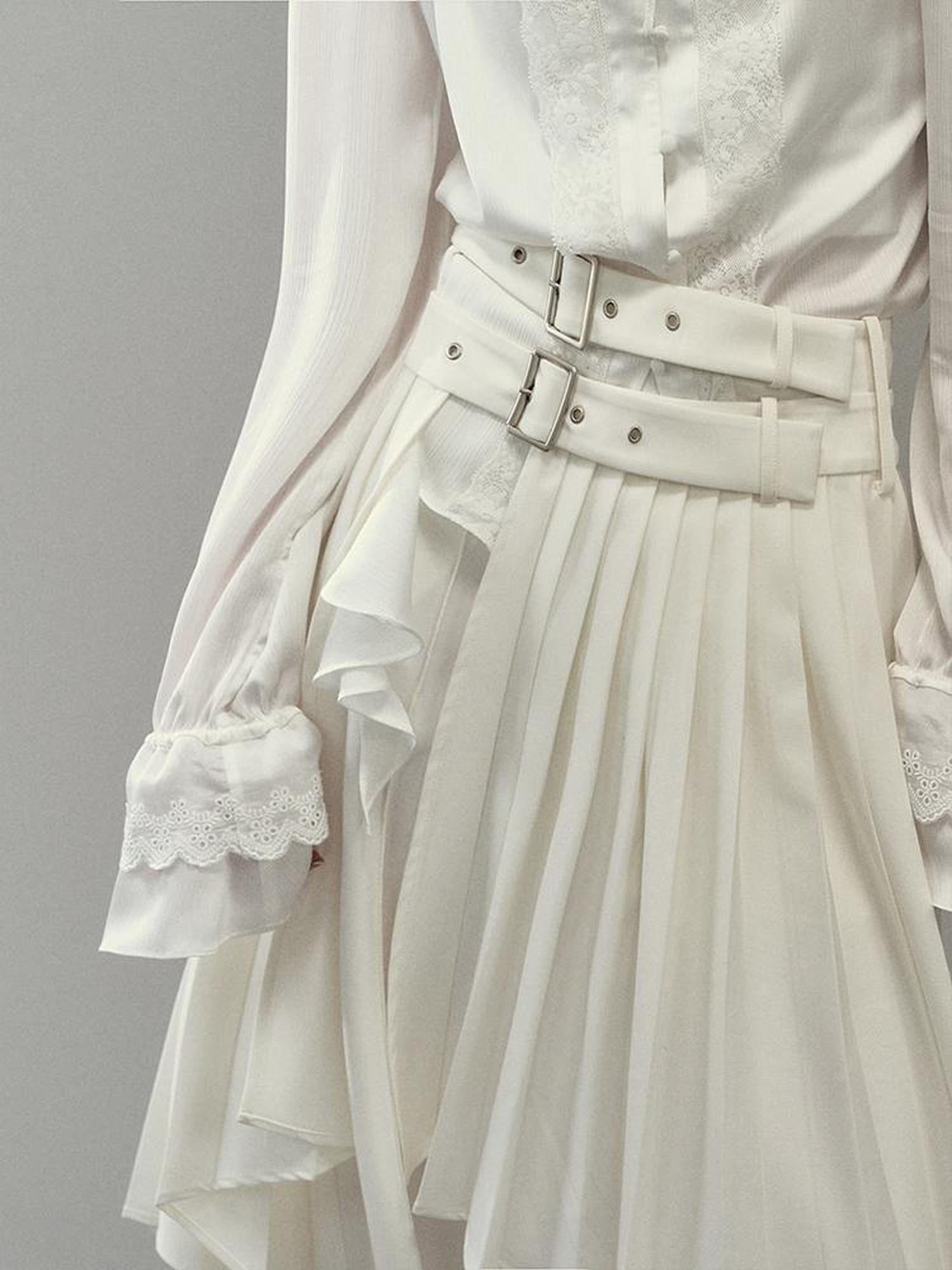 AnnoMundi Pleated Romper With Dual Waistbelt