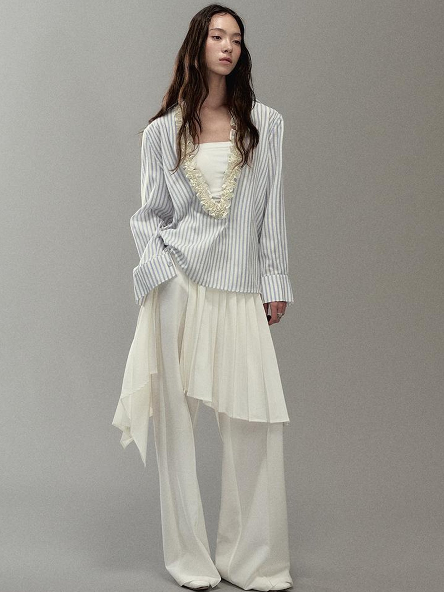 AnnoMundi Pleated Romper With Dual Waistbelt
