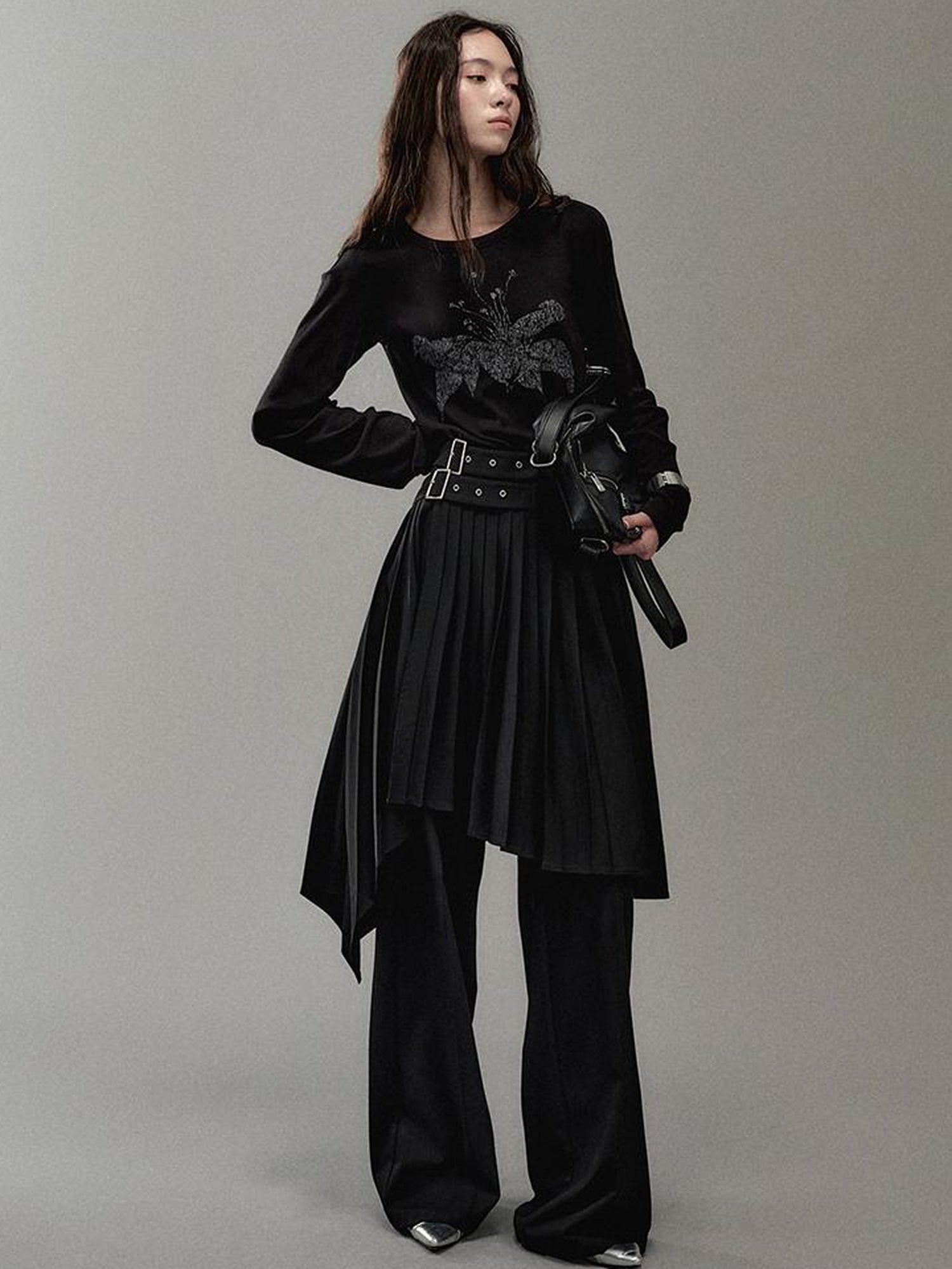 AnnoMundi Pleated Romper With Dual Waistbelt