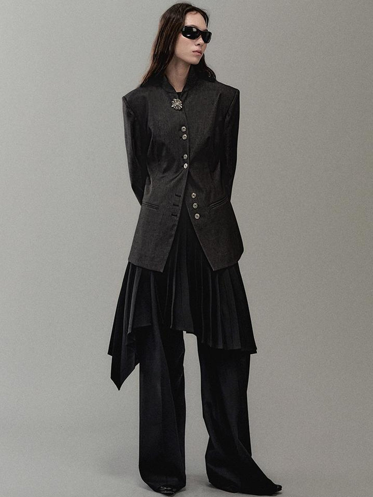 AnnoMundi Pleated Romper With Dual Waistbelt