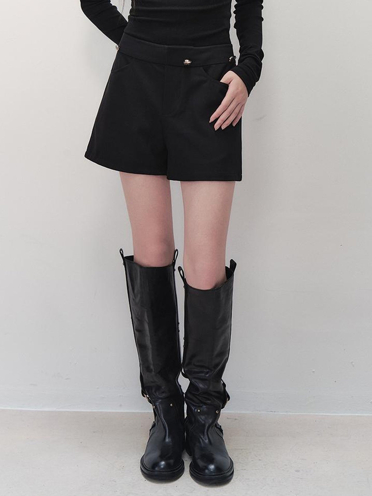 AnnoMundi Pleated Shadow Obsidian Convertible Shorts