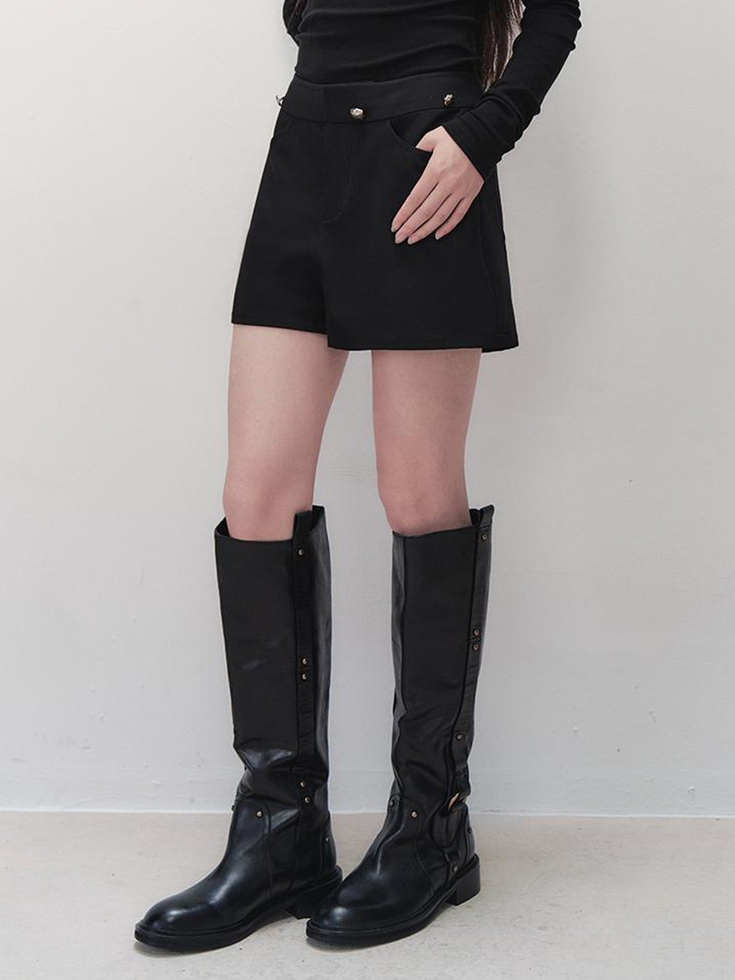 AnnoMundi Pleated Shadow Obsidian Convertible Shorts