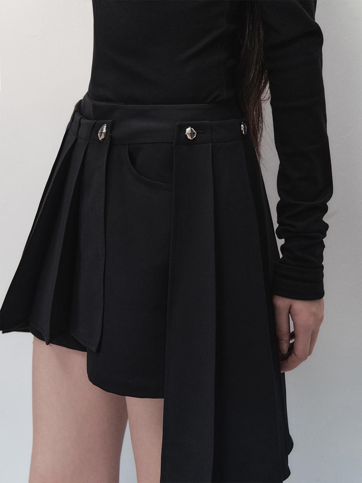 AnnoMundi Pleated Shadow Obsidian Convertible Shorts