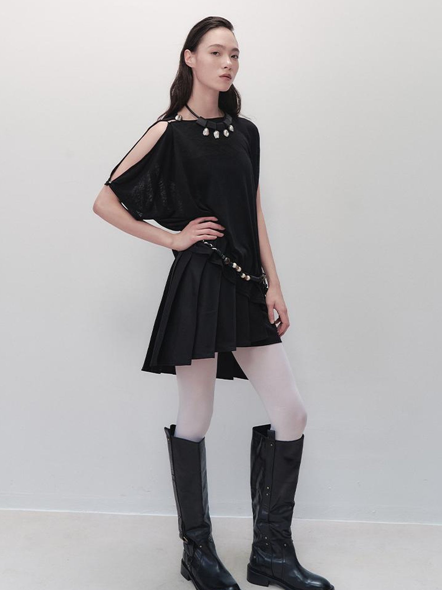 AnnoMundi Pleated Shadow Obsidian Convertible Shorts