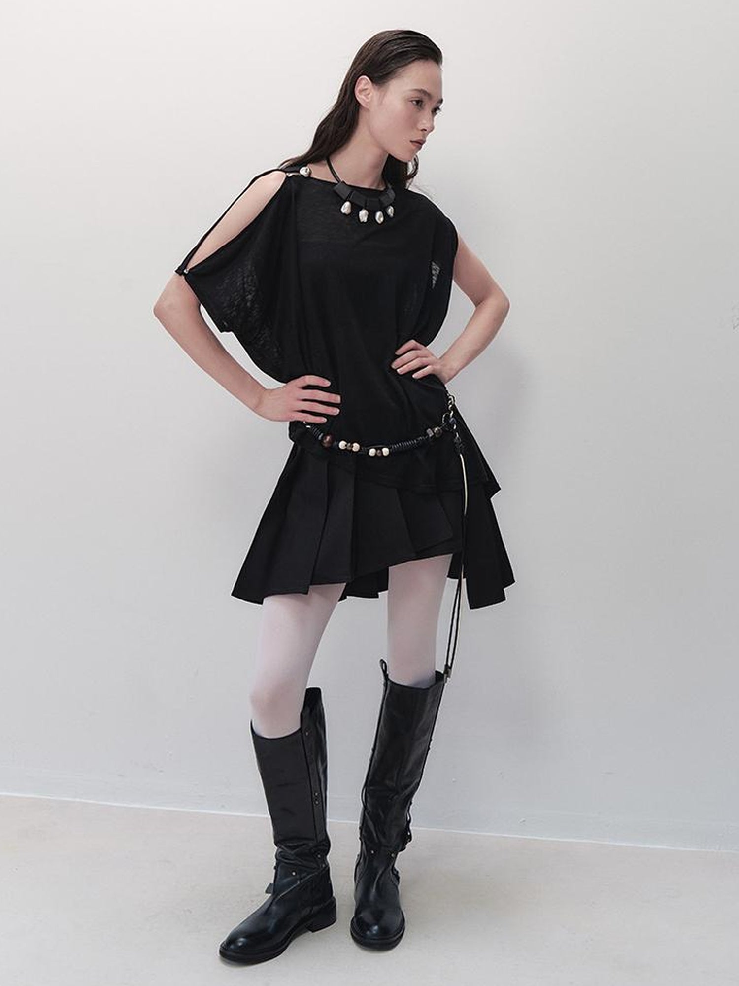 AnnoMundi Pleated Shadow Obsidian Convertible Shorts