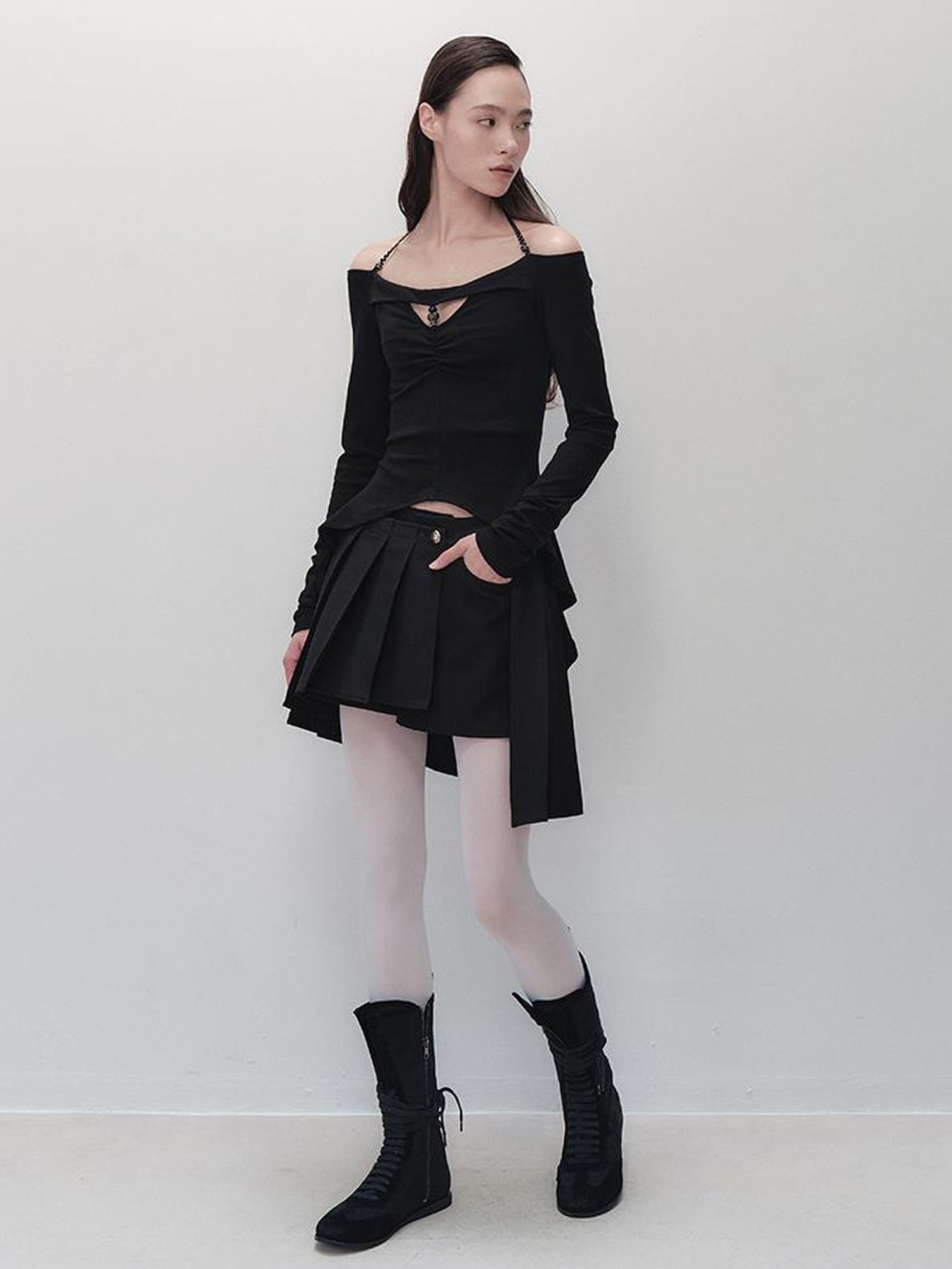 AnnoMundi Pleated Shadow Obsidian Convertible Shorts