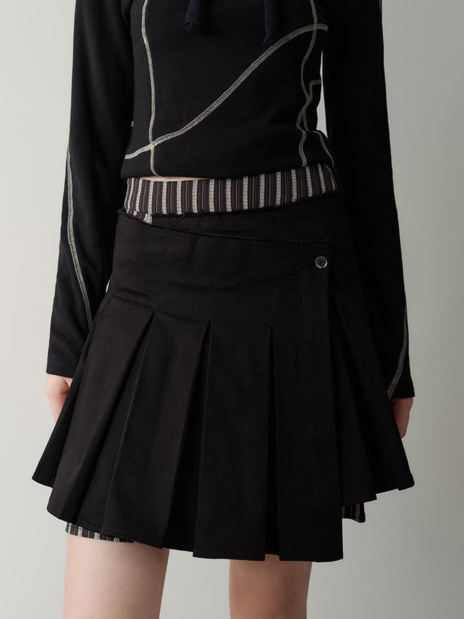 AnnoMundi Pleated Stripe Panel Skirt
