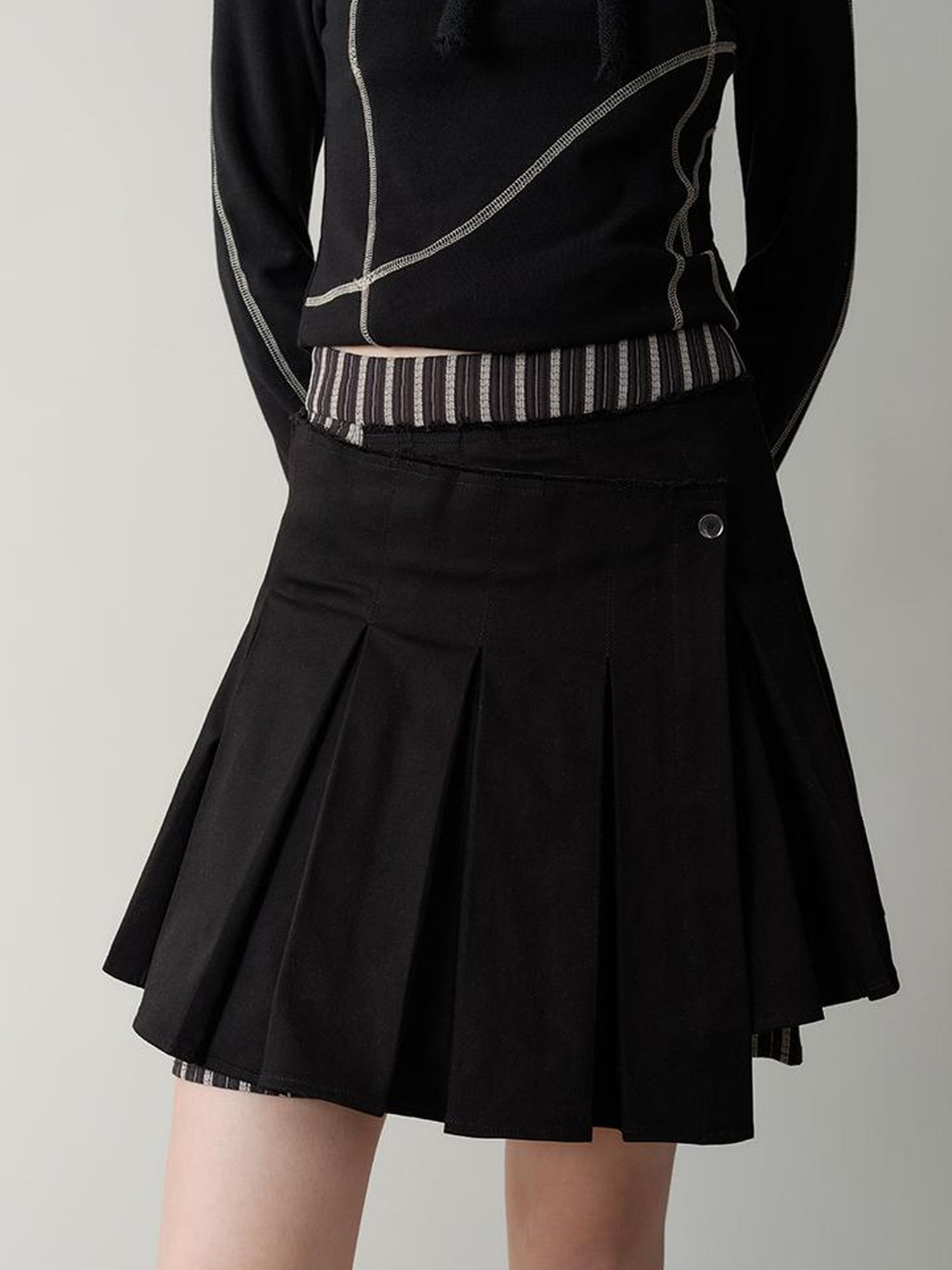 AnnoMundi Pleated Stripe Panel Skirt