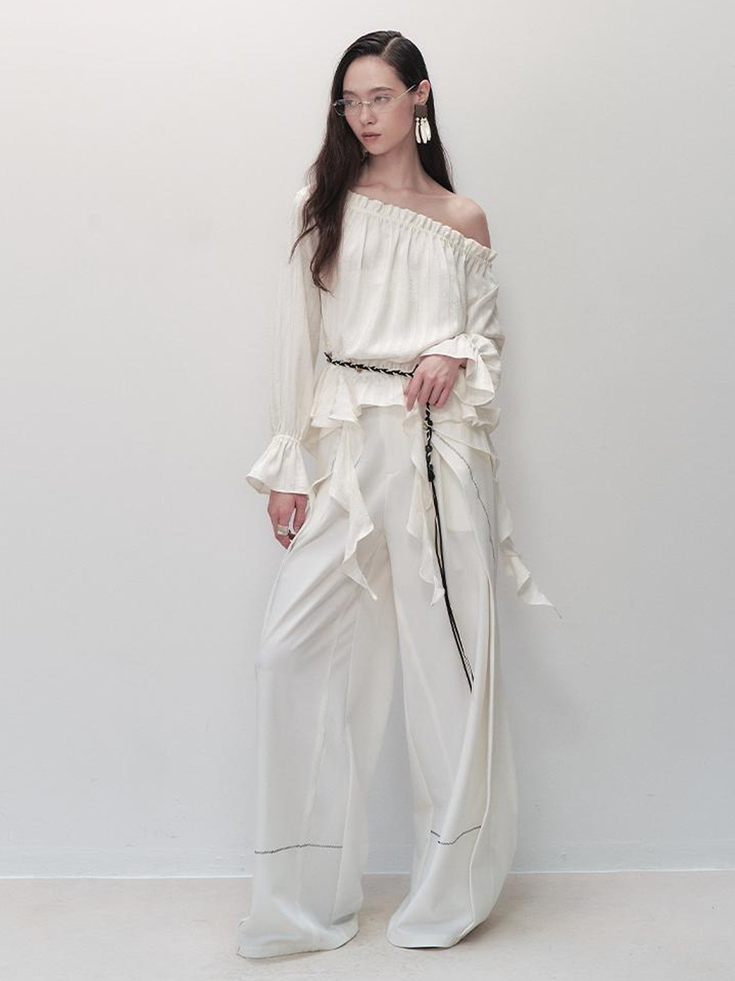 AnnoMundi Pleated Wide Leg Trousers With Adjustable Side Panels