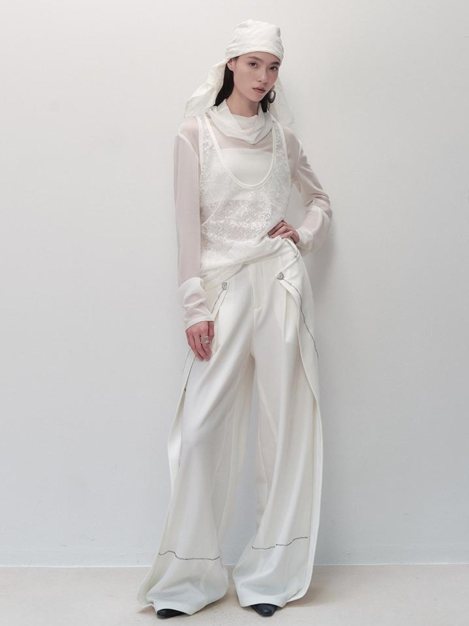 AnnoMundi Pleated Wide Leg Trousers With Adjustable Side Panels