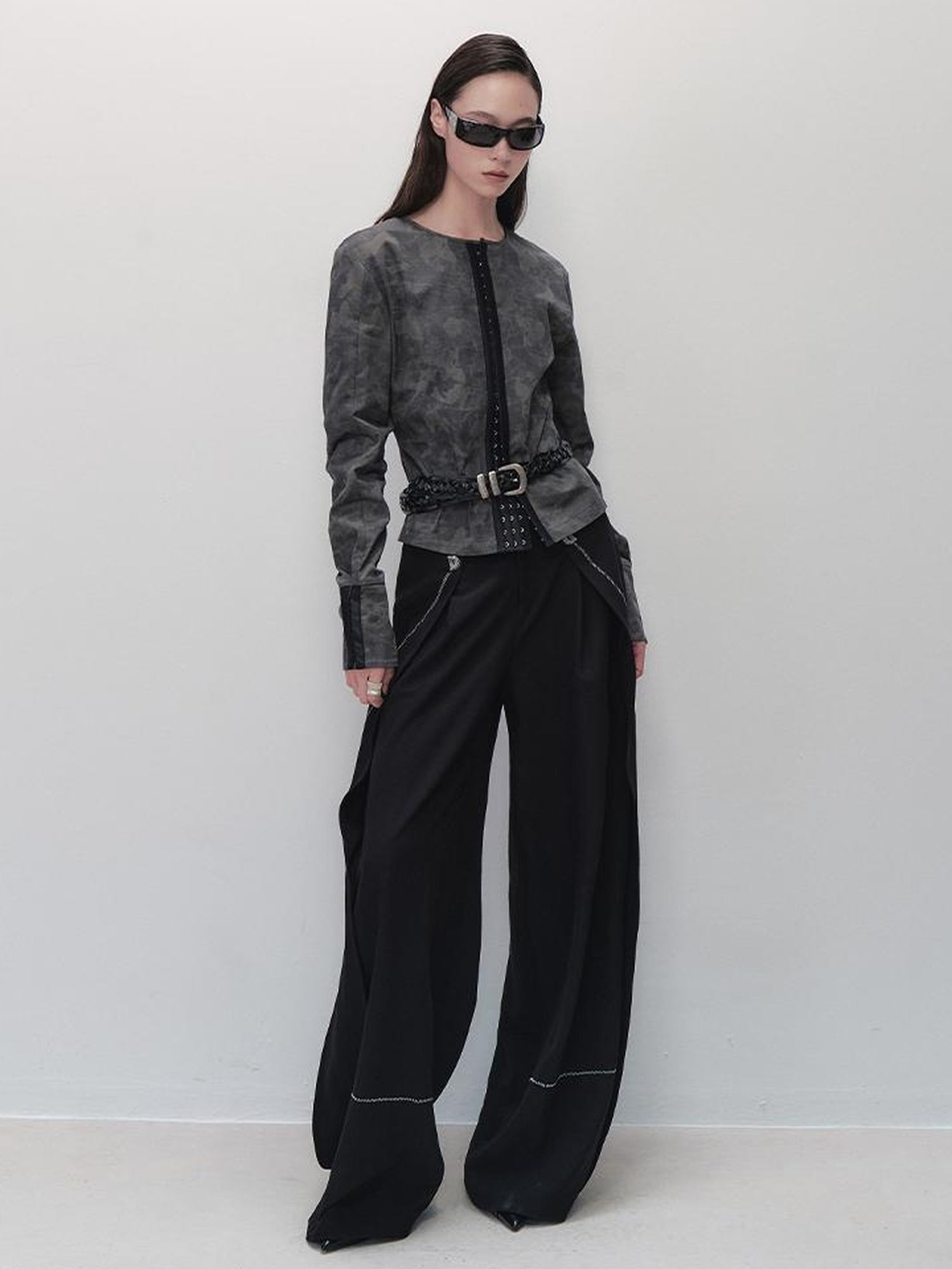 AnnoMundi Pleated Wide Leg Trousers With Adjustable Side Panels