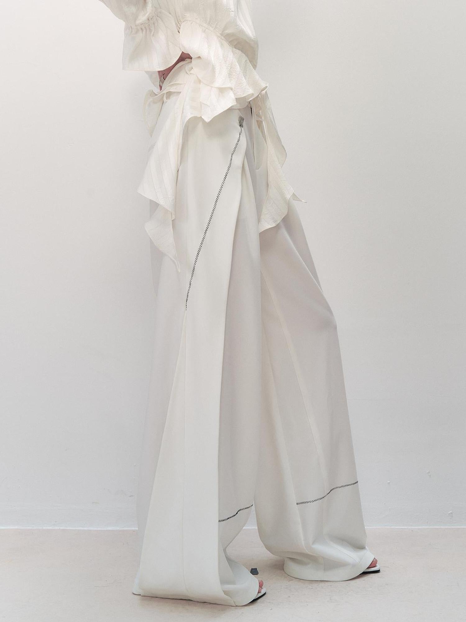 AnnoMundi Pleated Wide Leg Trousers With Adjustable Side Panels