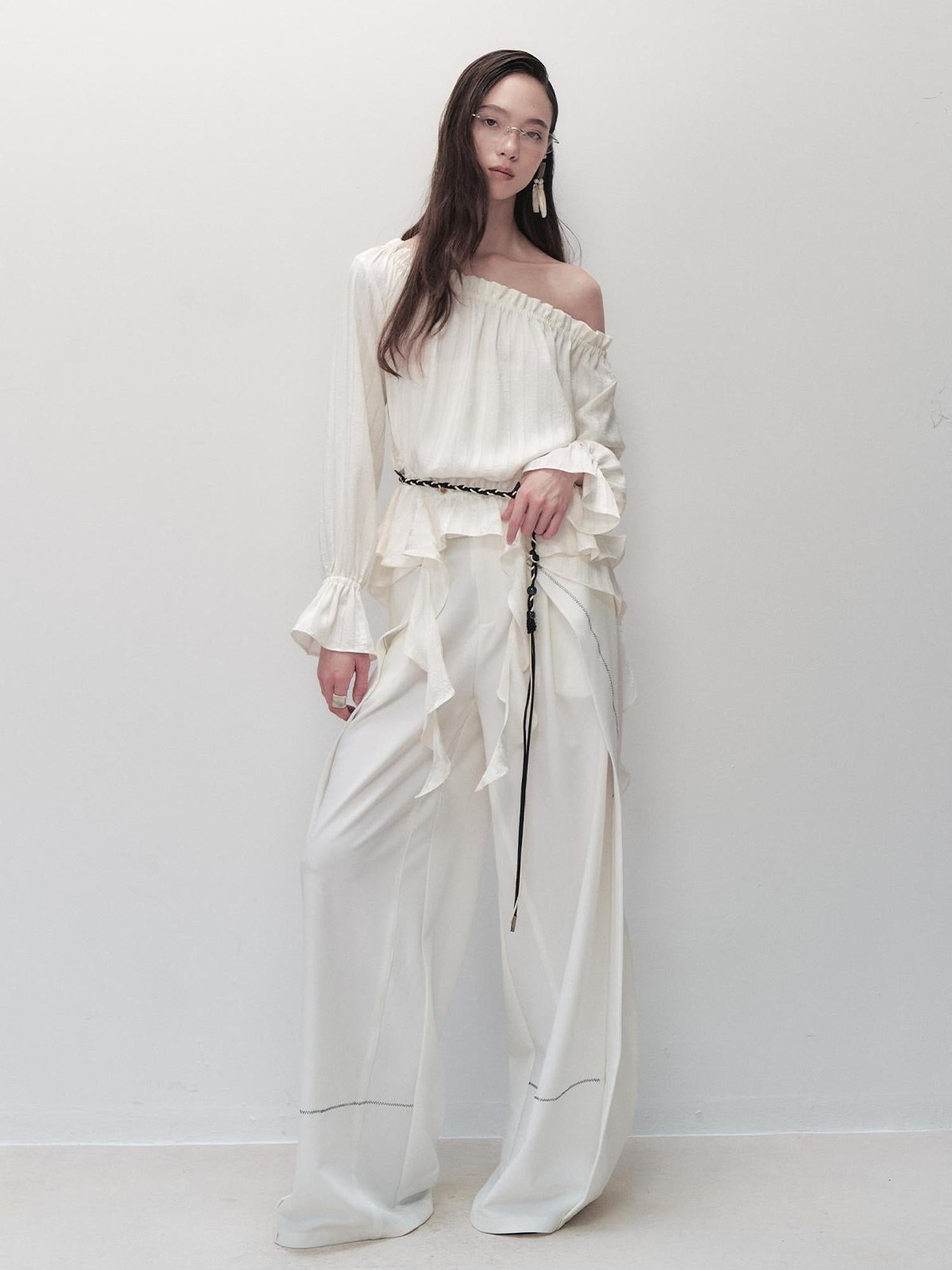 AnnoMundi Pleated Wide Leg Trousers With Adjustable Side Panels