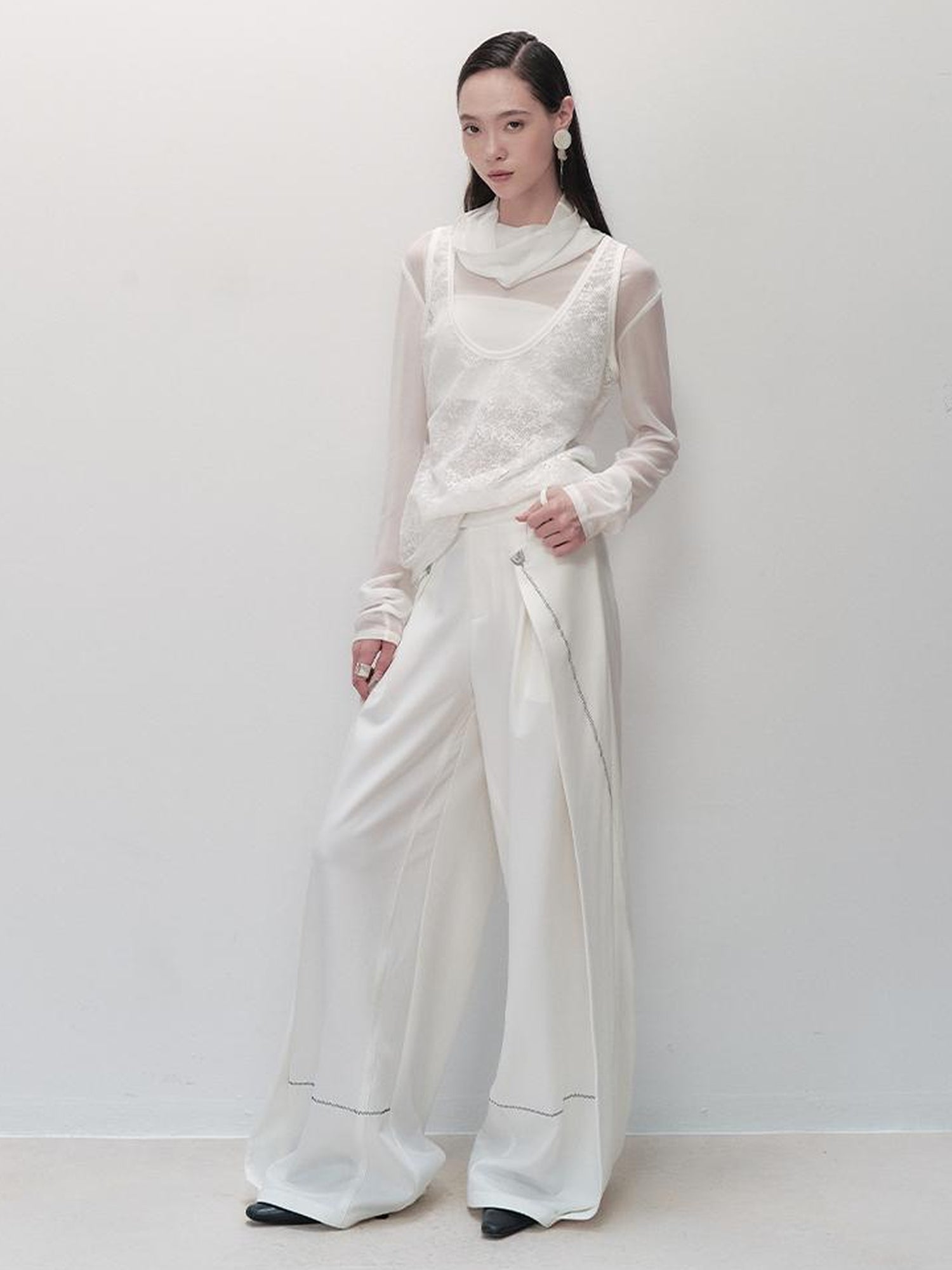 AnnoMundi Pleated Wide Leg Trousers With Adjustable Side Panels