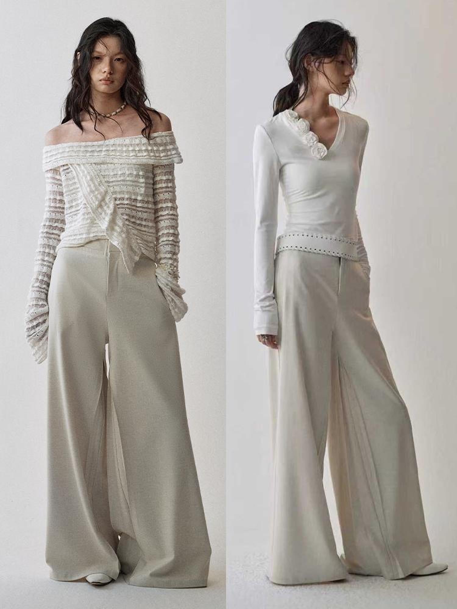 AnnoMundi Pleated Wide Leg Trousers With Dual Waist