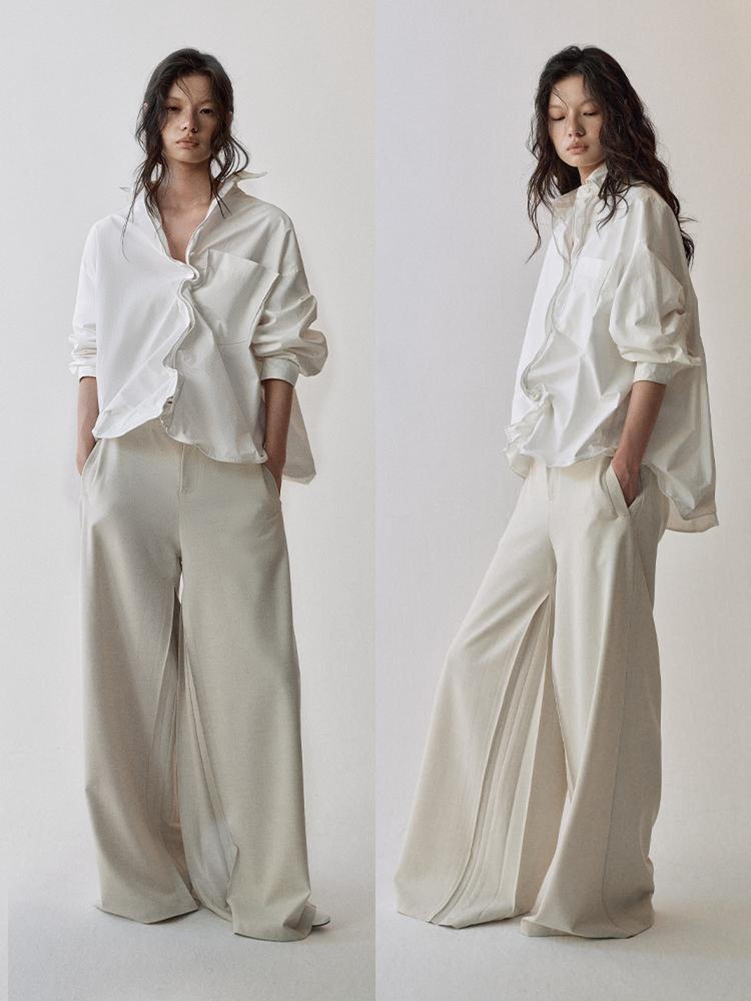 AnnoMundi Pleated Wide Leg Trousers With Dual Waist