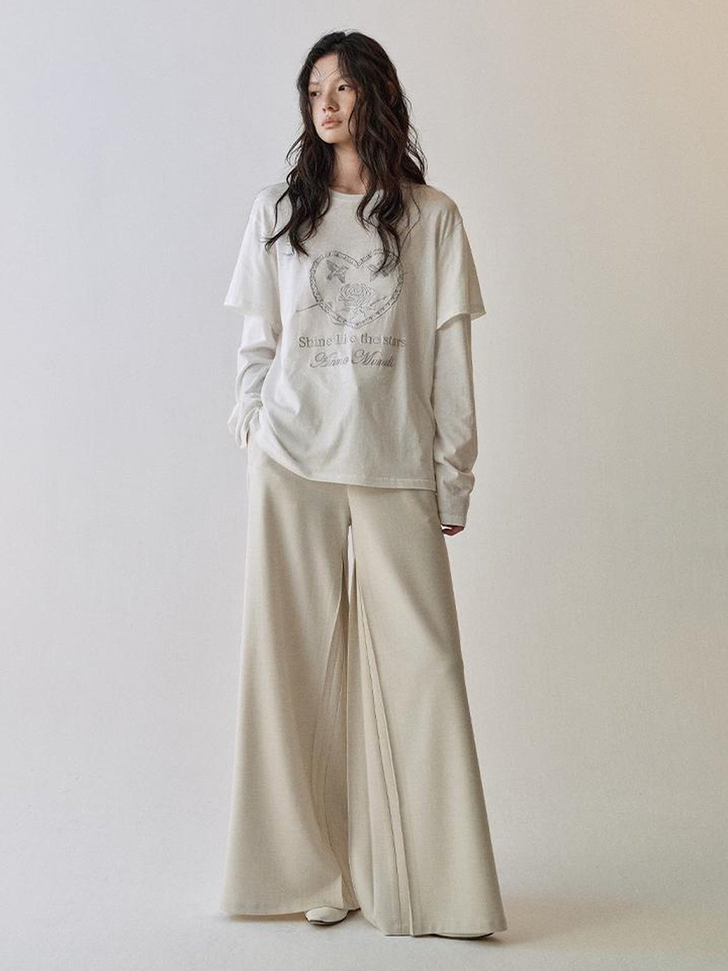 AnnoMundi Pleated Wide Leg Trousers With Dual Waist