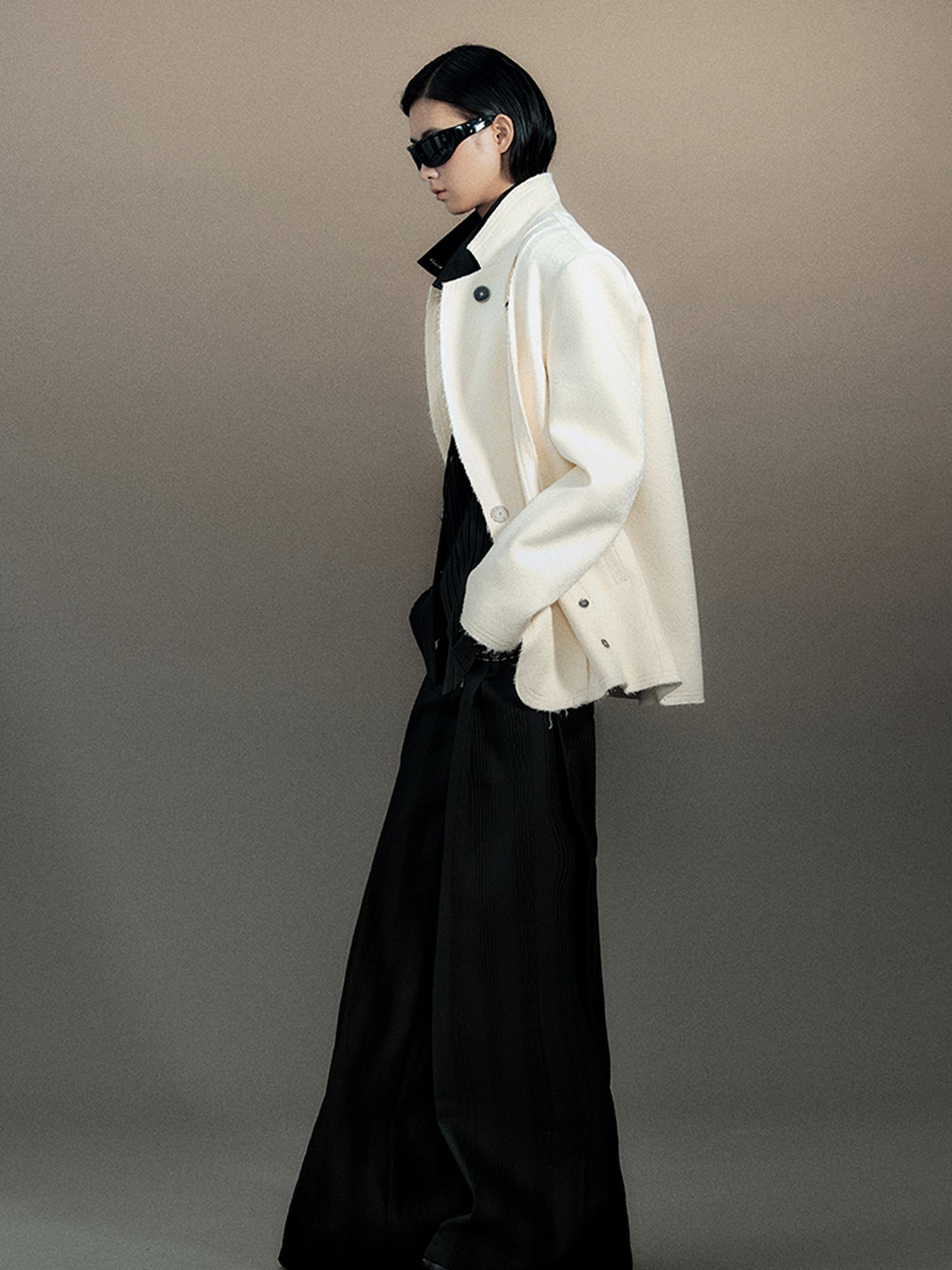 AnnoMundi Pleated Wide Leg Trousers With Willow Leaf Detail