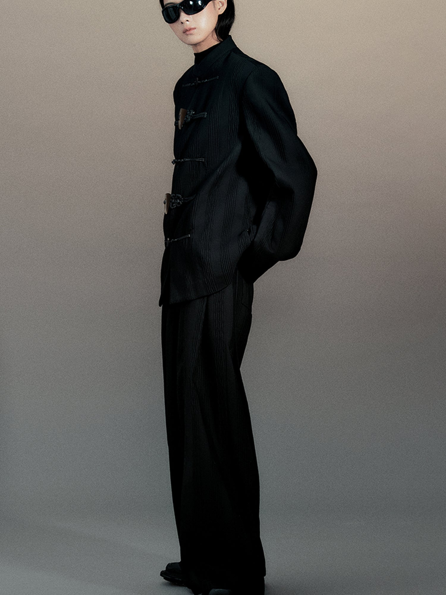 AnnoMundi Pleated Wide Leg Trousers With Willow Leaf Detail