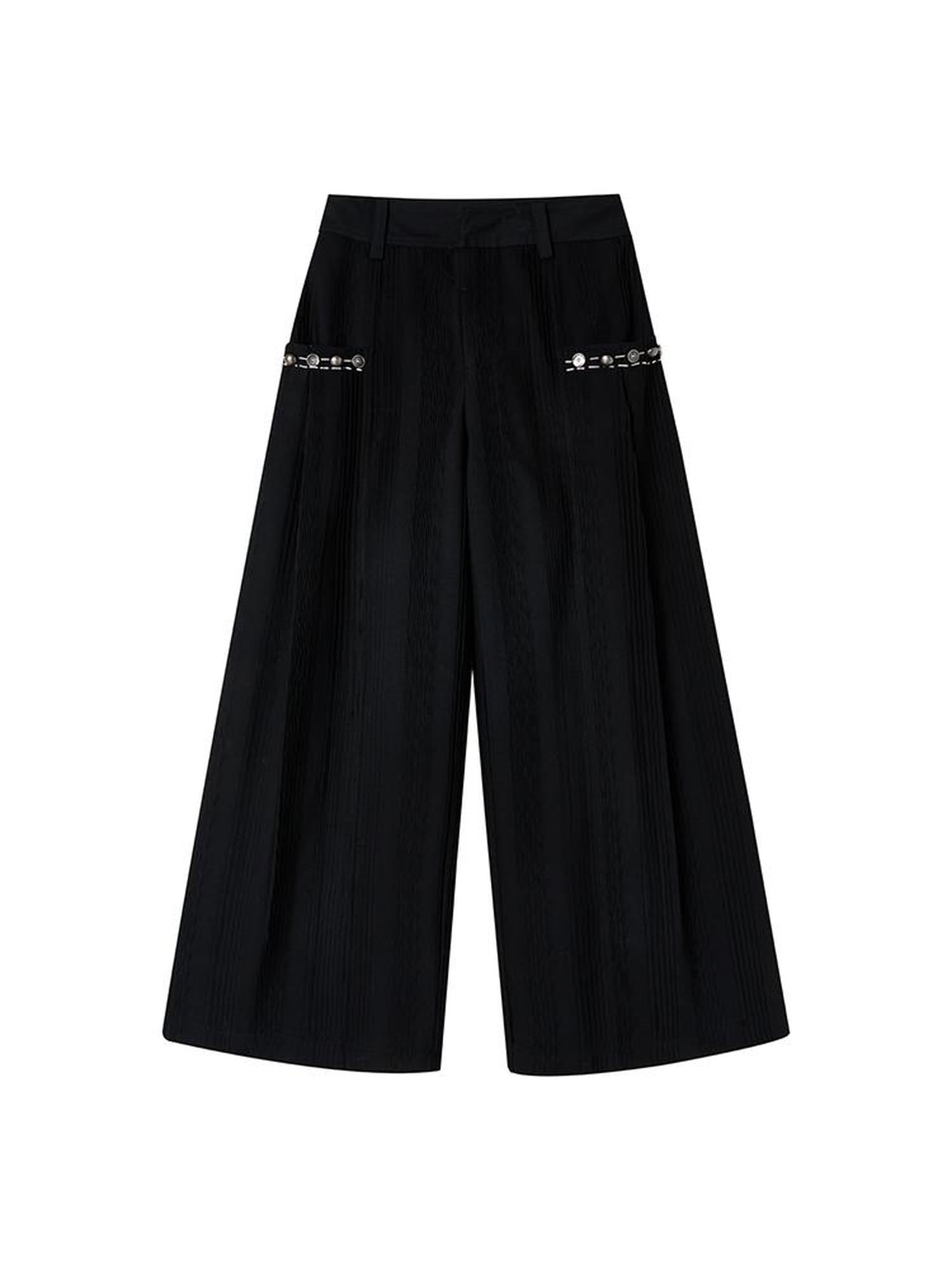 AnnoMundi Pleated Wide Leg Trousers With Willow Leaf Detail
