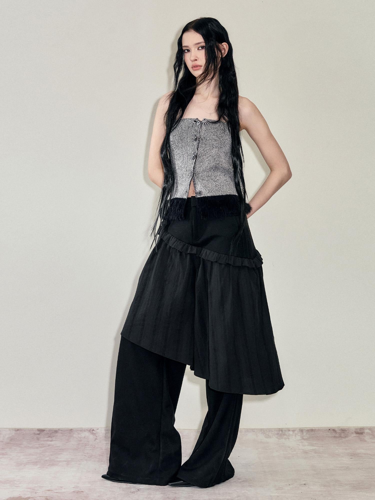 AnnoMundi Reconstructive Knit Vest With Long Pile Trim