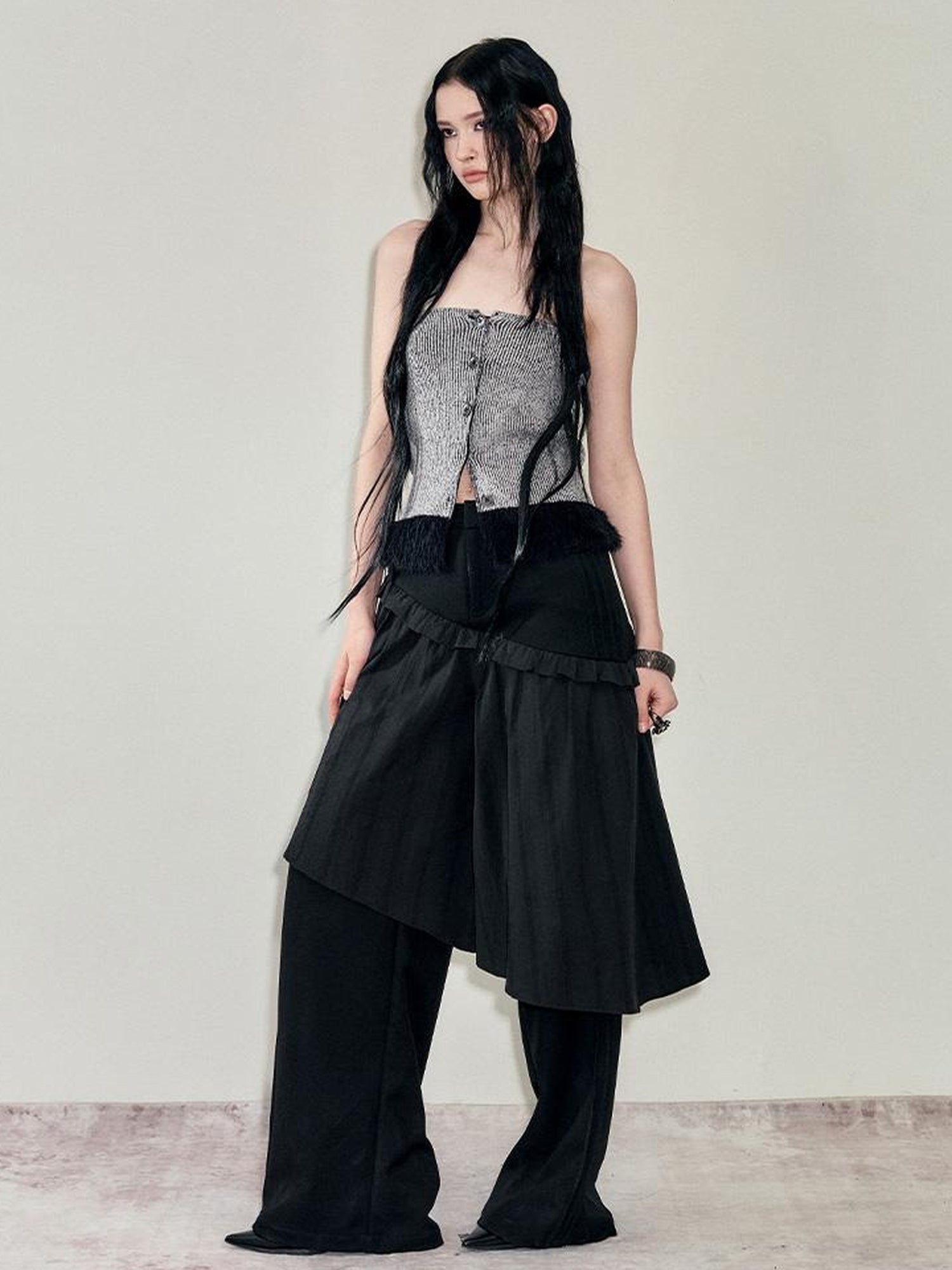 AnnoMundi Reconstructive Knit Vest With Long Pile Trim