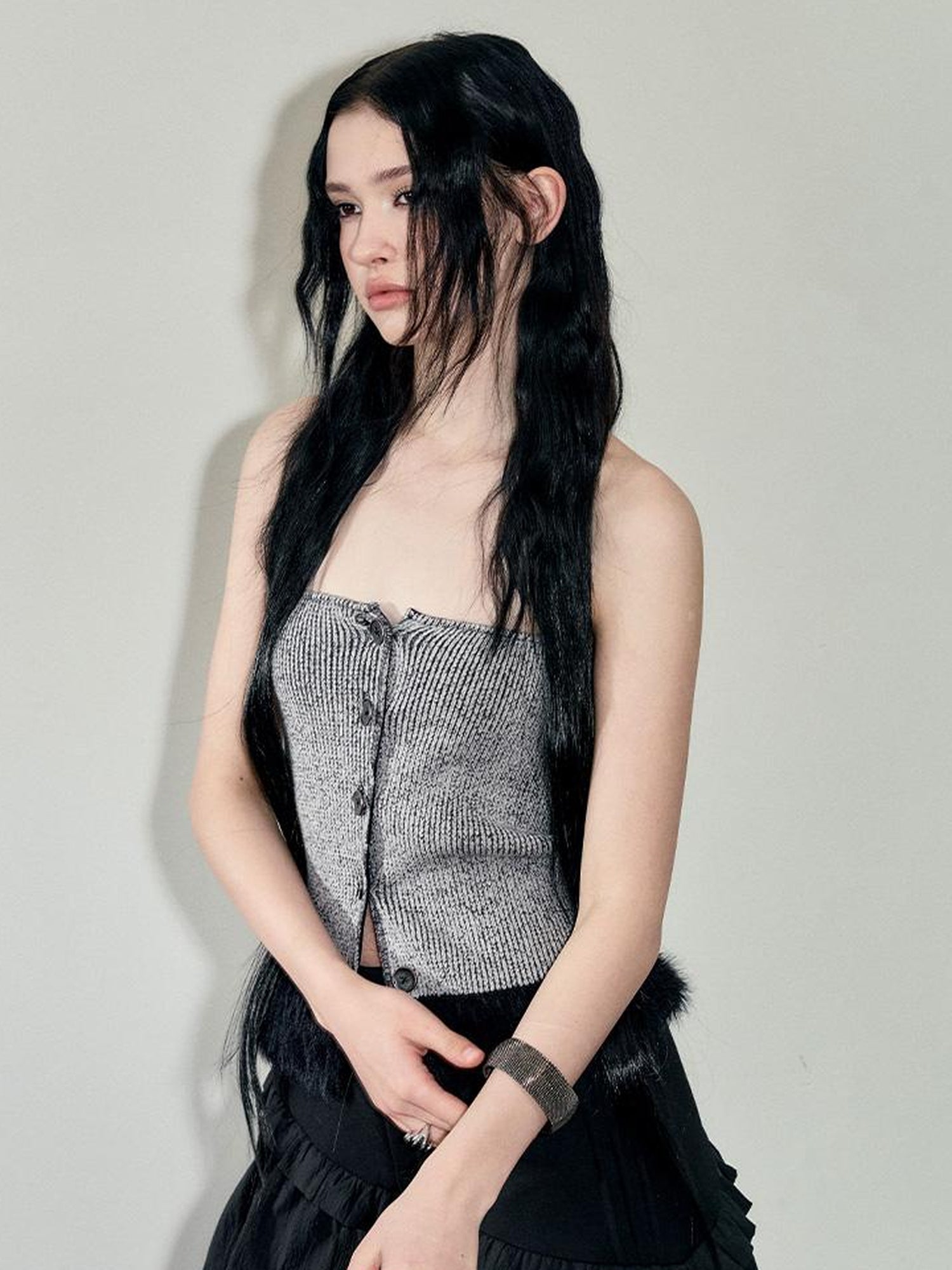 AnnoMundi Reconstructive Knit Vest With Long Pile Trim