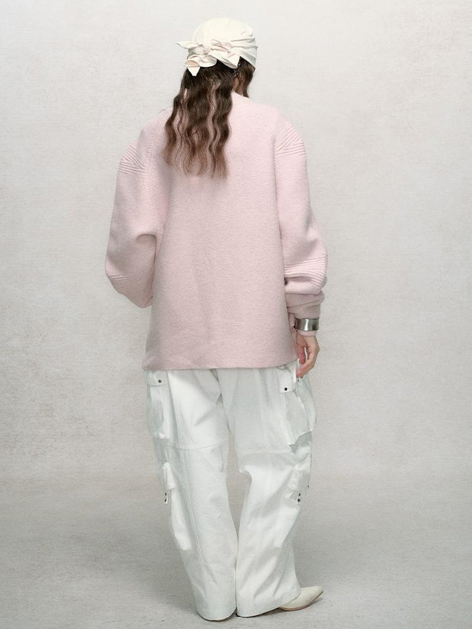 AnnoMundi Relaxed Stand Collar Knit Cardigan Drop Shoulder Loose Fit