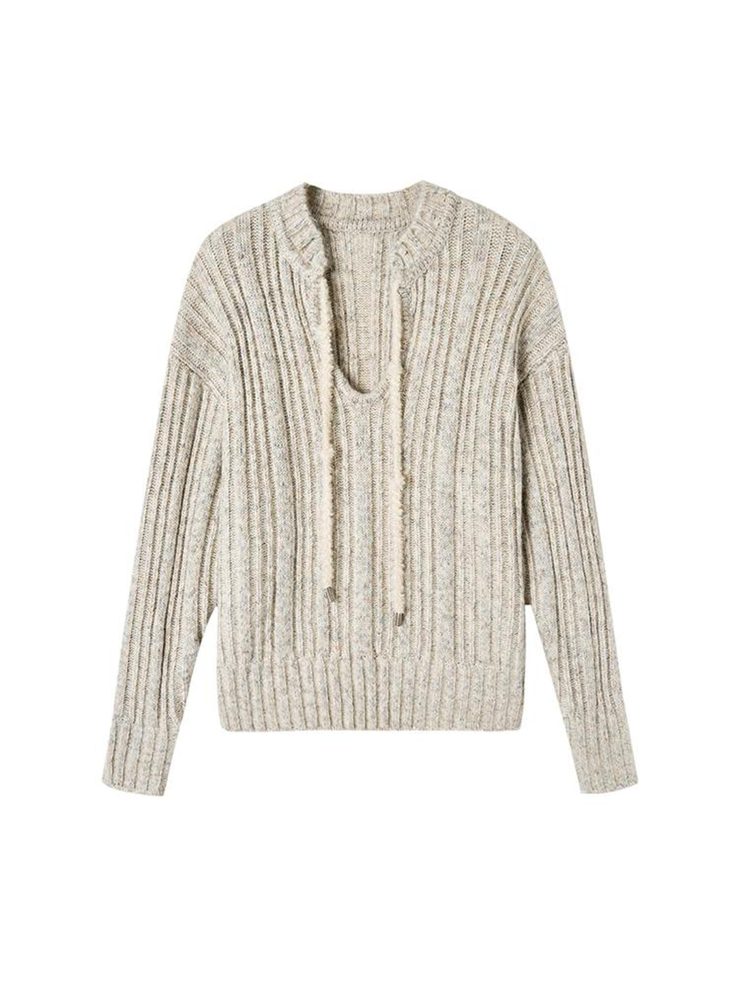 AnnoMundi Retro Chinese Stripe Relaxed Fit V-Neck Sweater