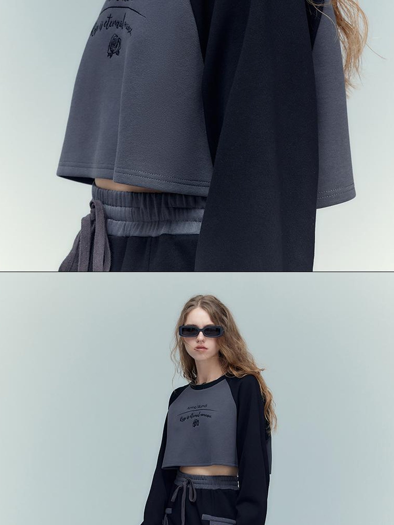 AnnoMundi Retro Color Block Hoodie And Skirt Set
