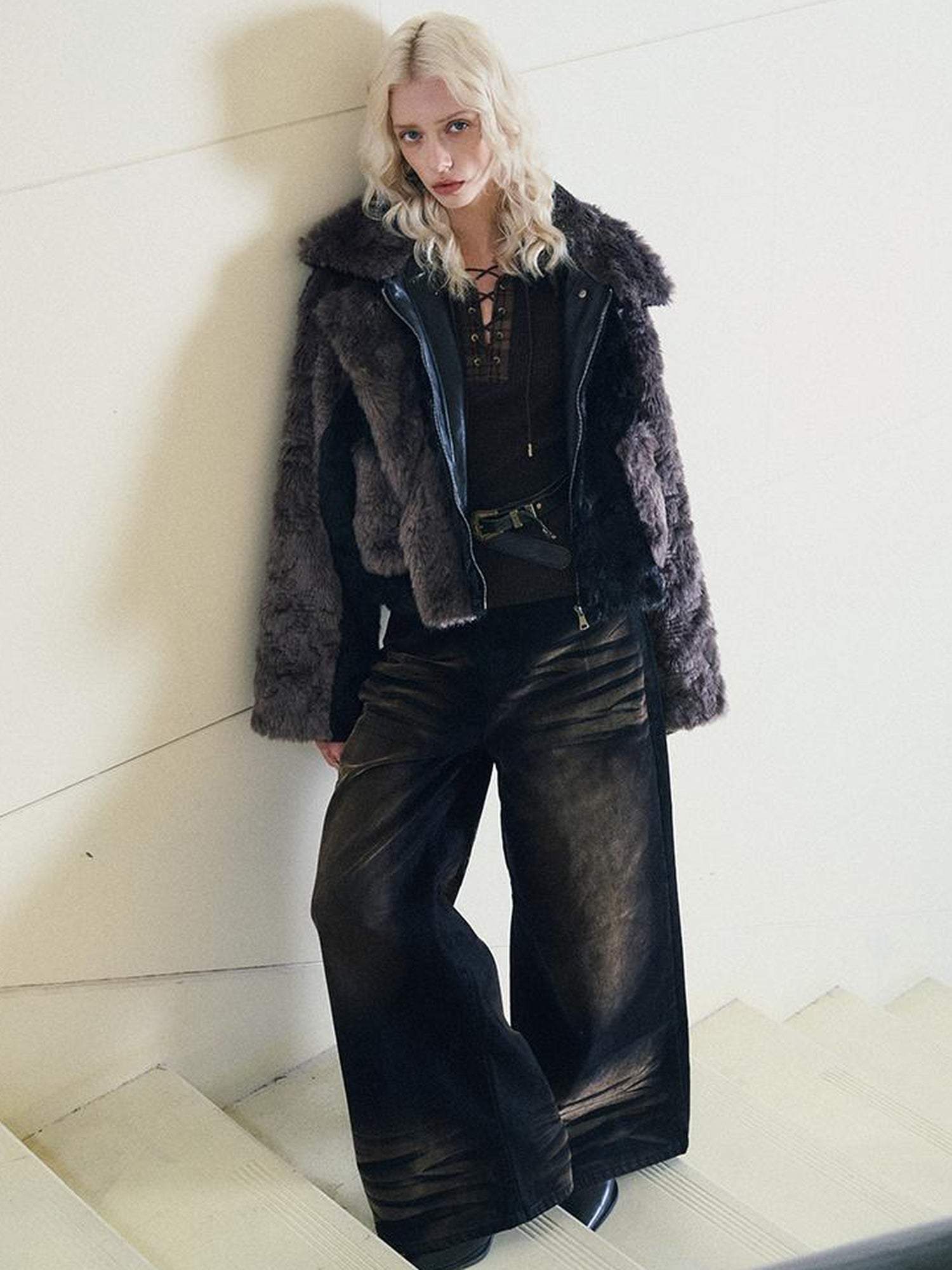 AnnoMundi Retro Heavy Wash Flare Velvet Denim Pants