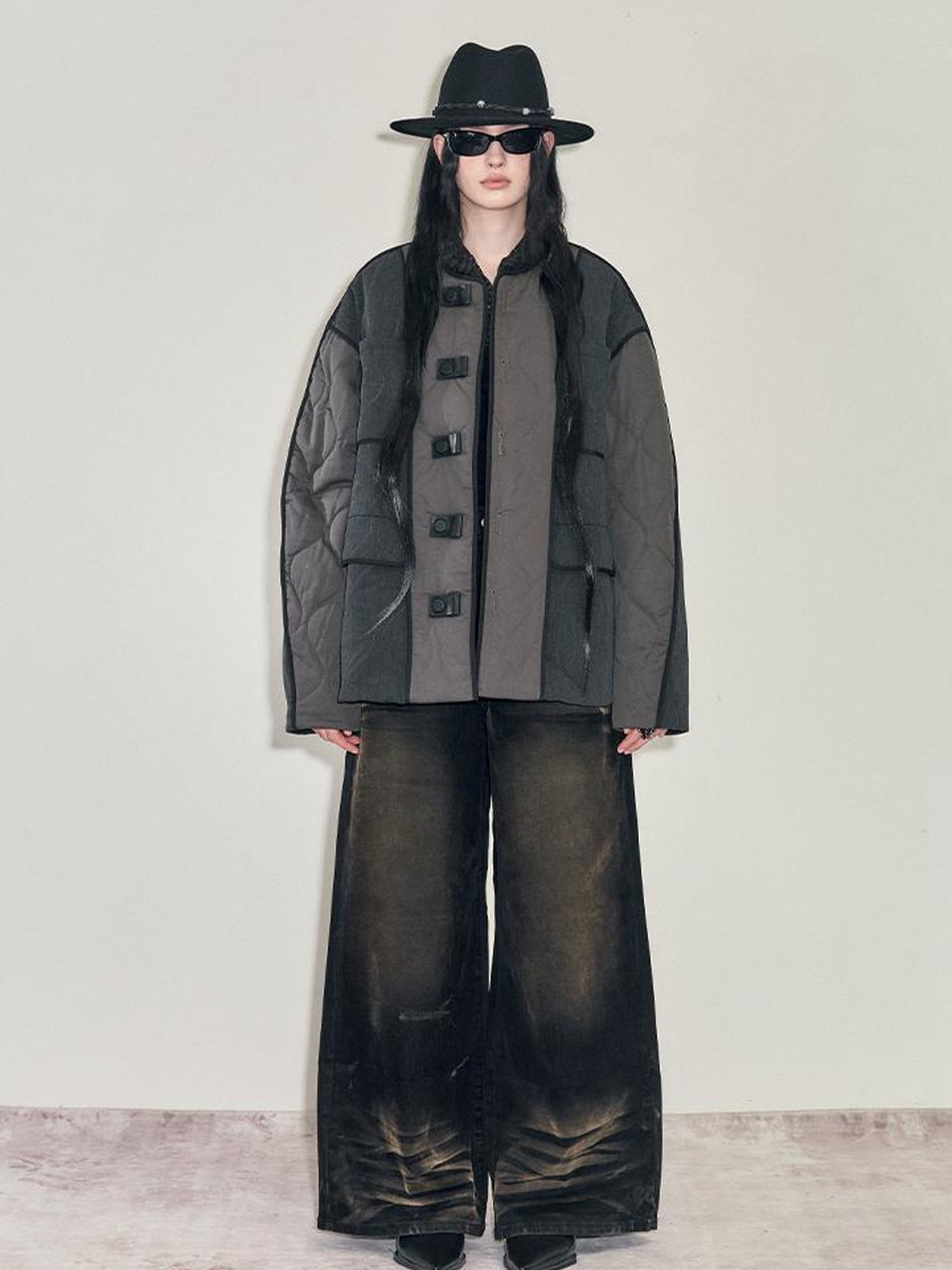 AnnoMundi Retro Heavy Wash Flare Velvet Denim Pants