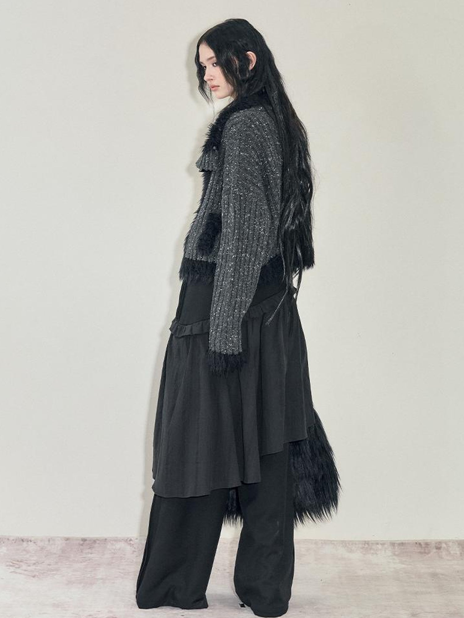 AnnoMundi Retro Knit Jacket With Faux Fur Trim And Frog Closures