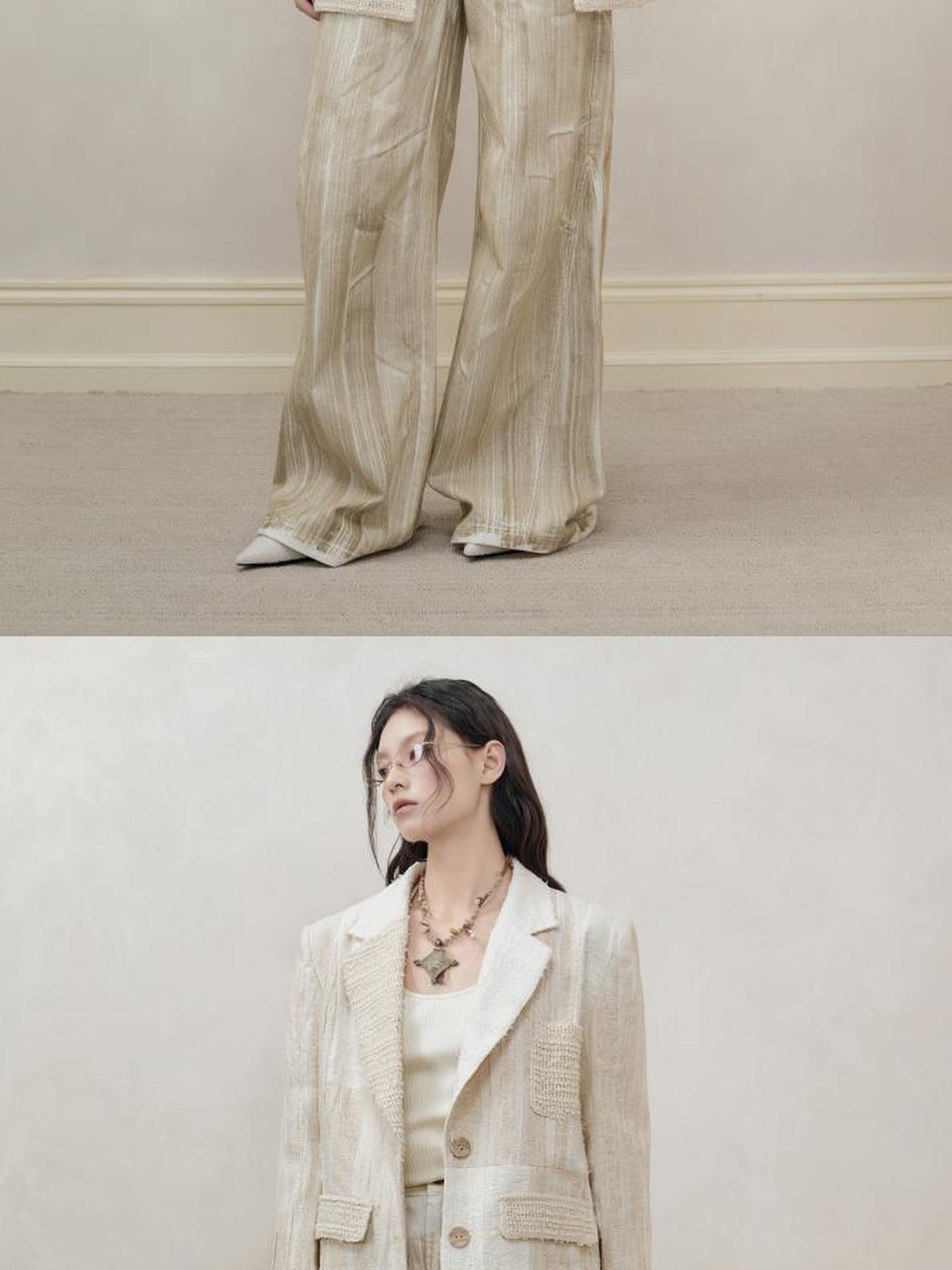 AnnoMundi Retro Linen Blazer With Woven Texture