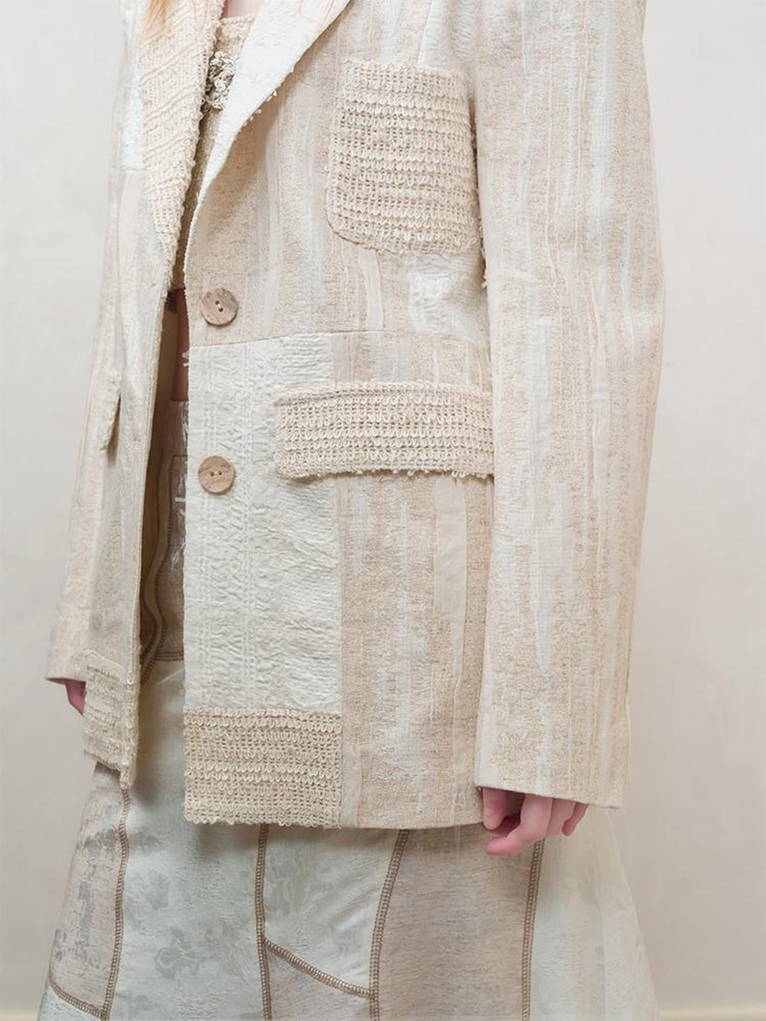 AnnoMundi Retro Linen Blazer With Woven Texture