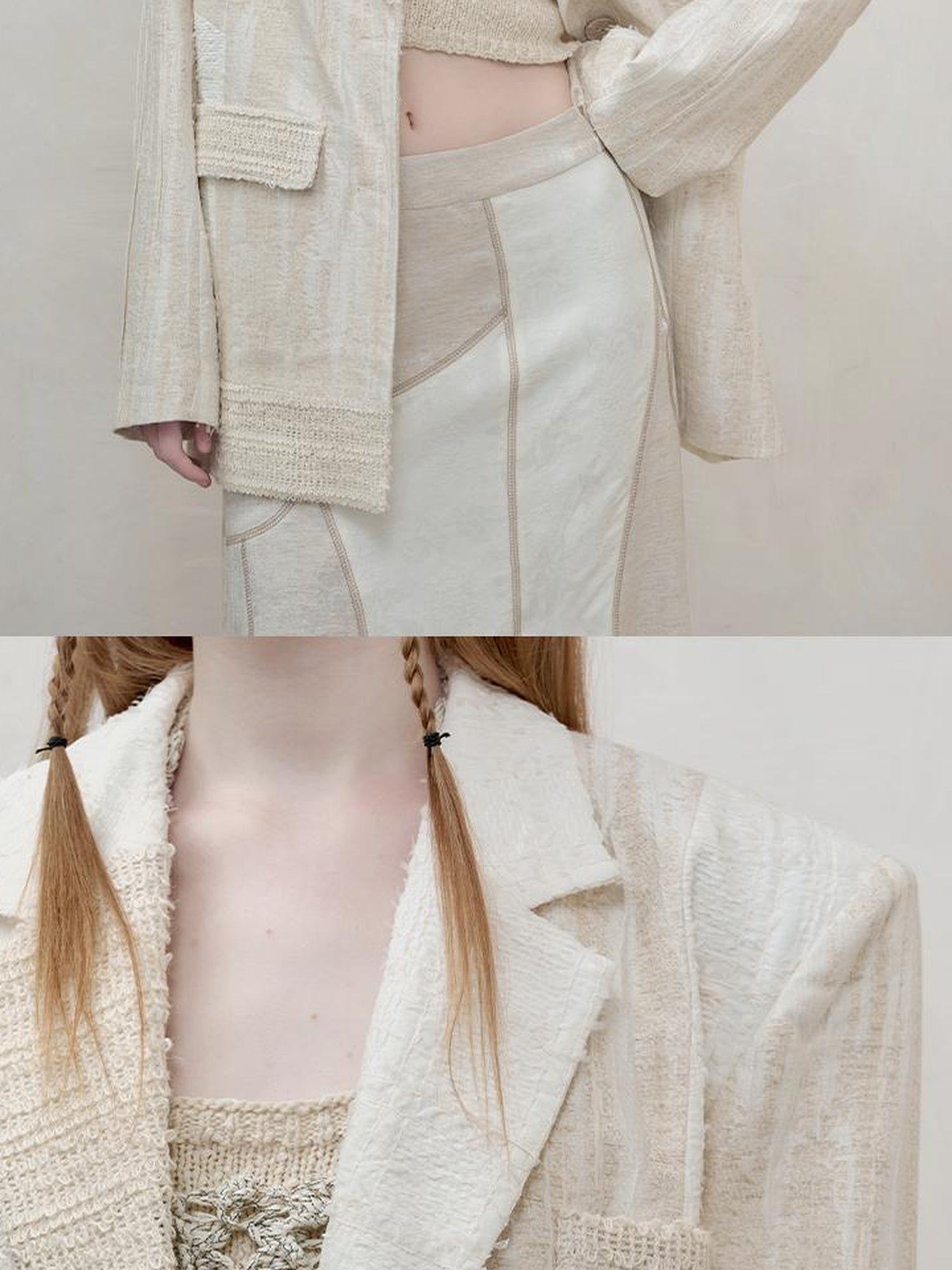 AnnoMundi Retro Linen Blazer With Woven Texture
