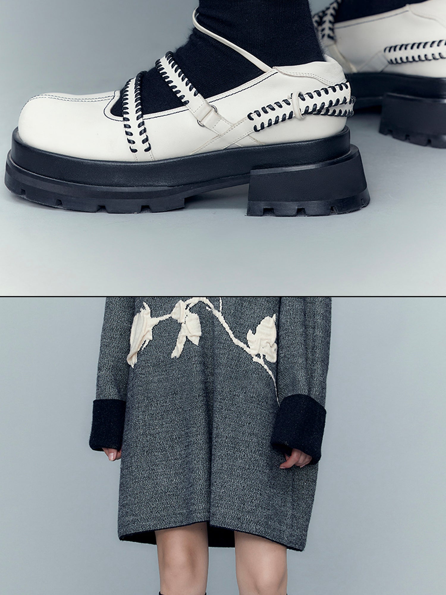 AnnoMundi Retro Round Toe Color Block Platform Mary Jane Pumps