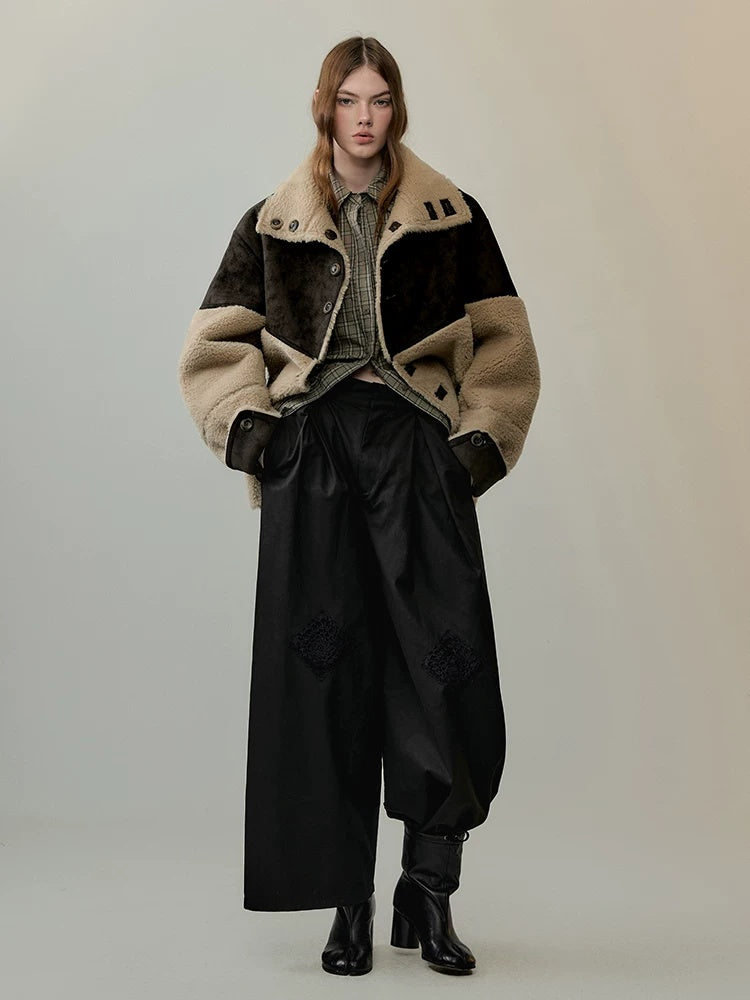 AnnoMundi Reversible Eco Friendly Oversized Stand Collar Faux Fur Trim Women Brown Jacket
