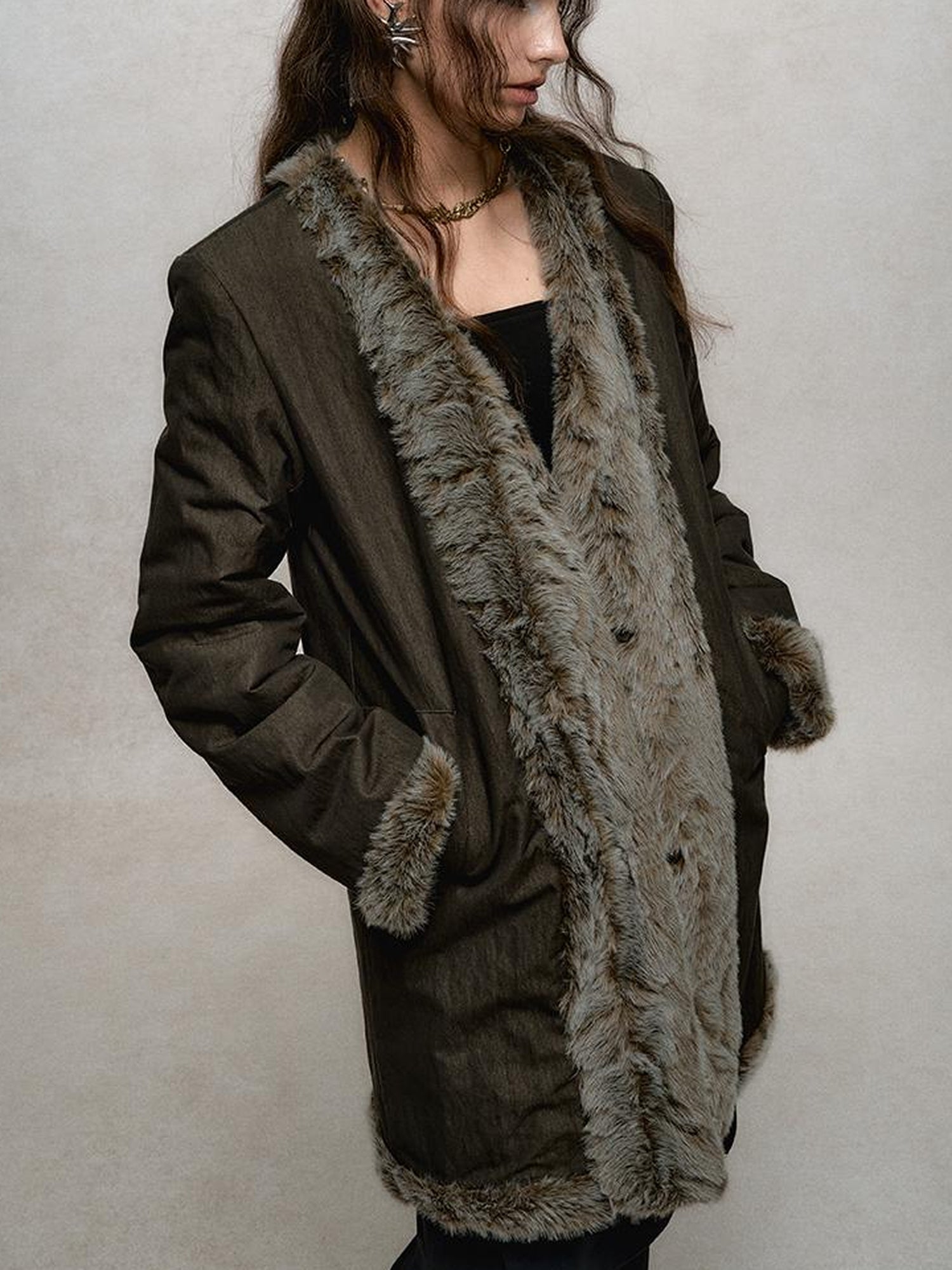 AnnoMundi Reversible Trench Coat With Contrast Collar