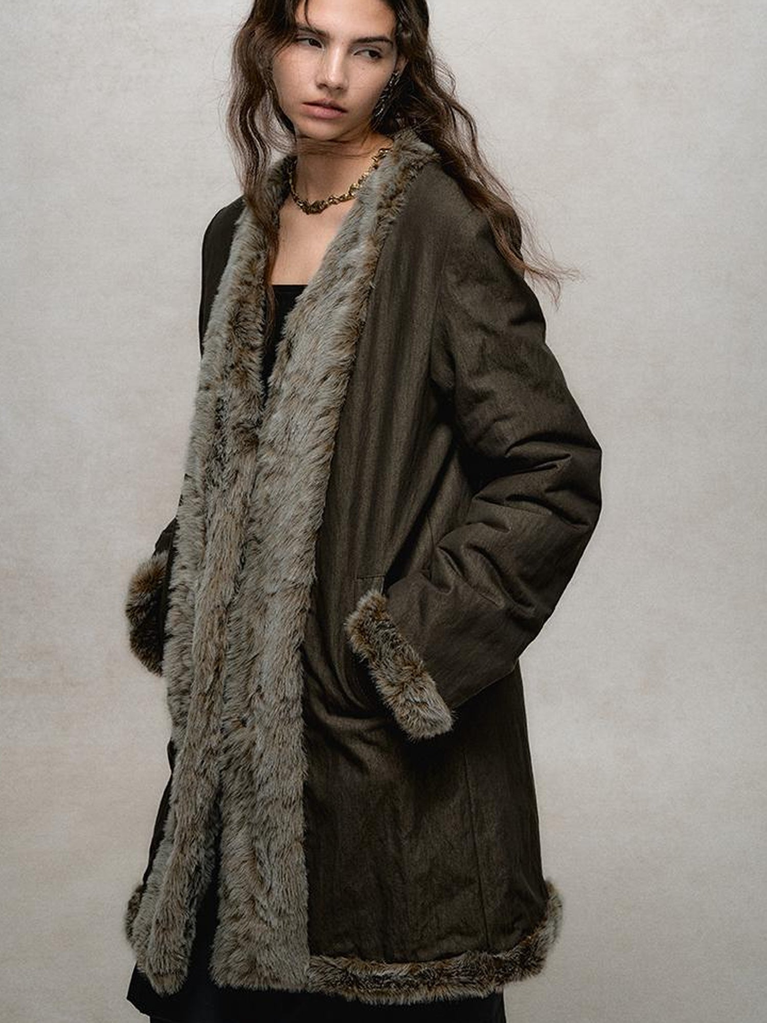 AnnoMundi Reversible Trench Coat With Contrast Collar