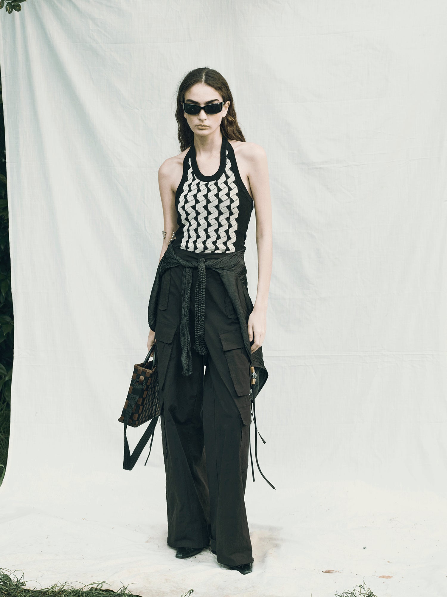 AnnoMundi Rippled Retro V-Neck Linen Blend Top