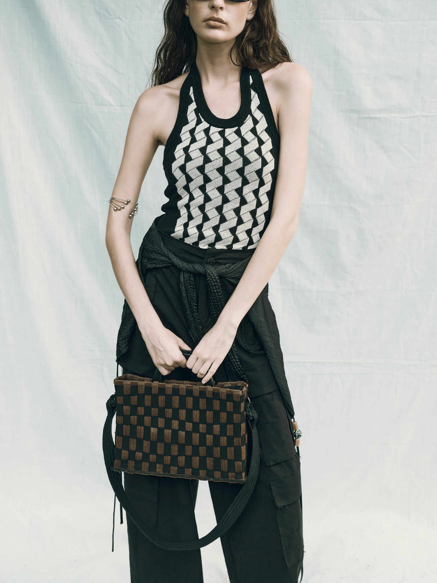 AnnoMundi Rippled Retro V-Neck Linen Blend Top