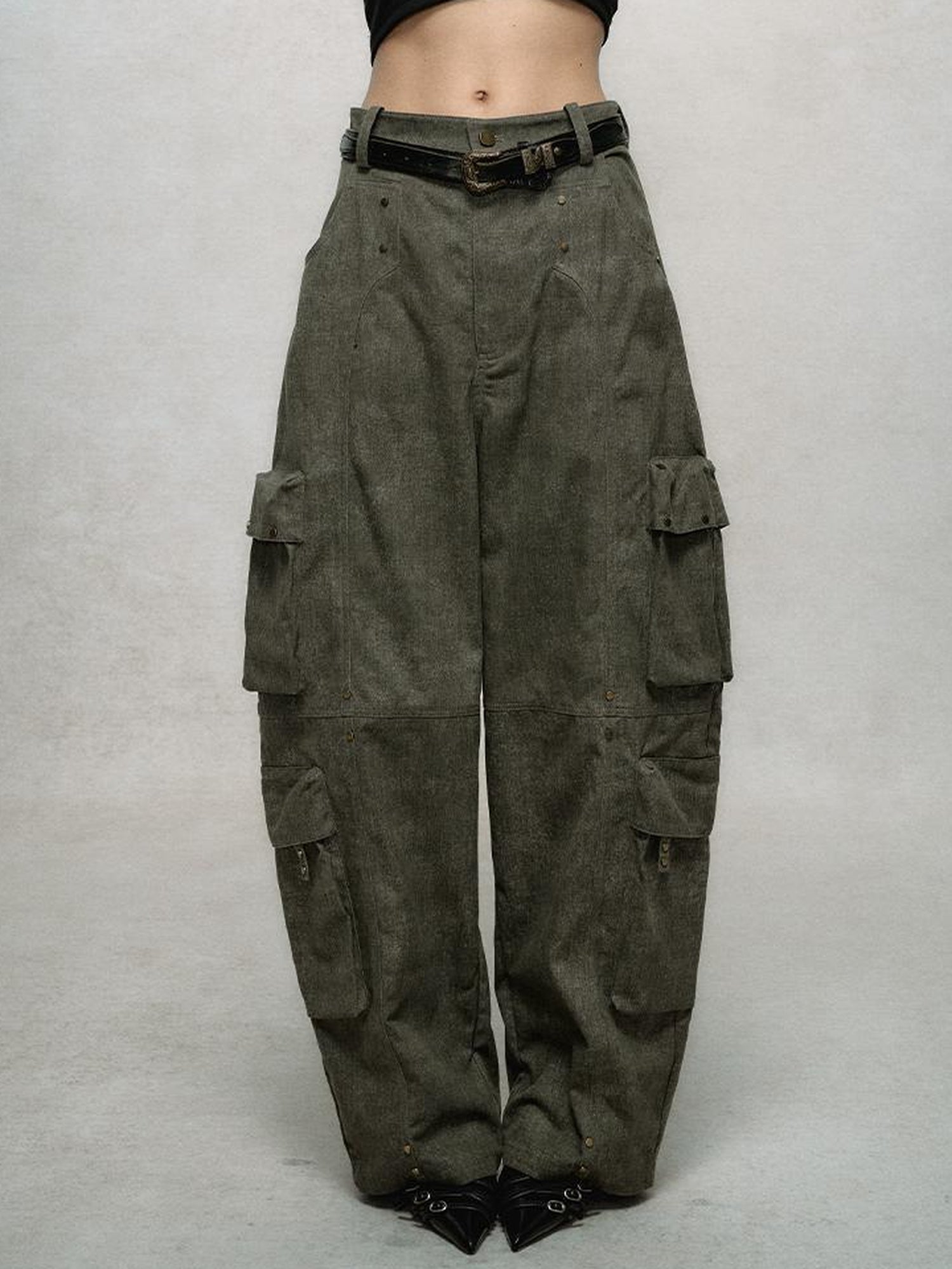 AnnoMundi Rivet Detail Cargo Pants With Punk Retro Style